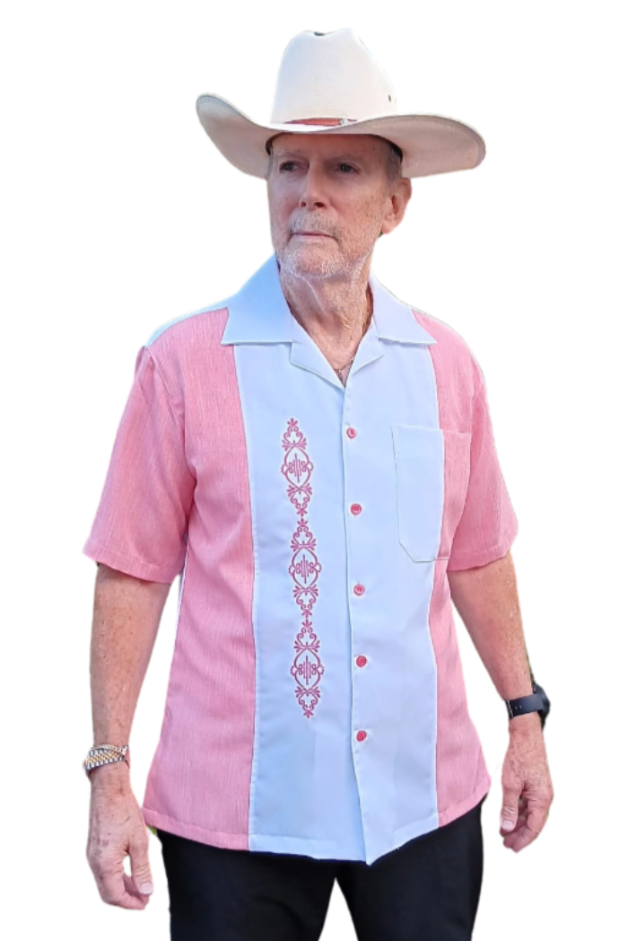 Coral Embroidery w/ White Guayabera