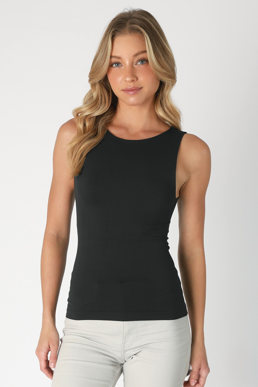 Clean Line Boat Neck Tank- Black