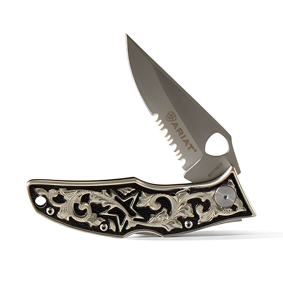 Ariat Hybrid Blade German Silver Handle Pocket Knife