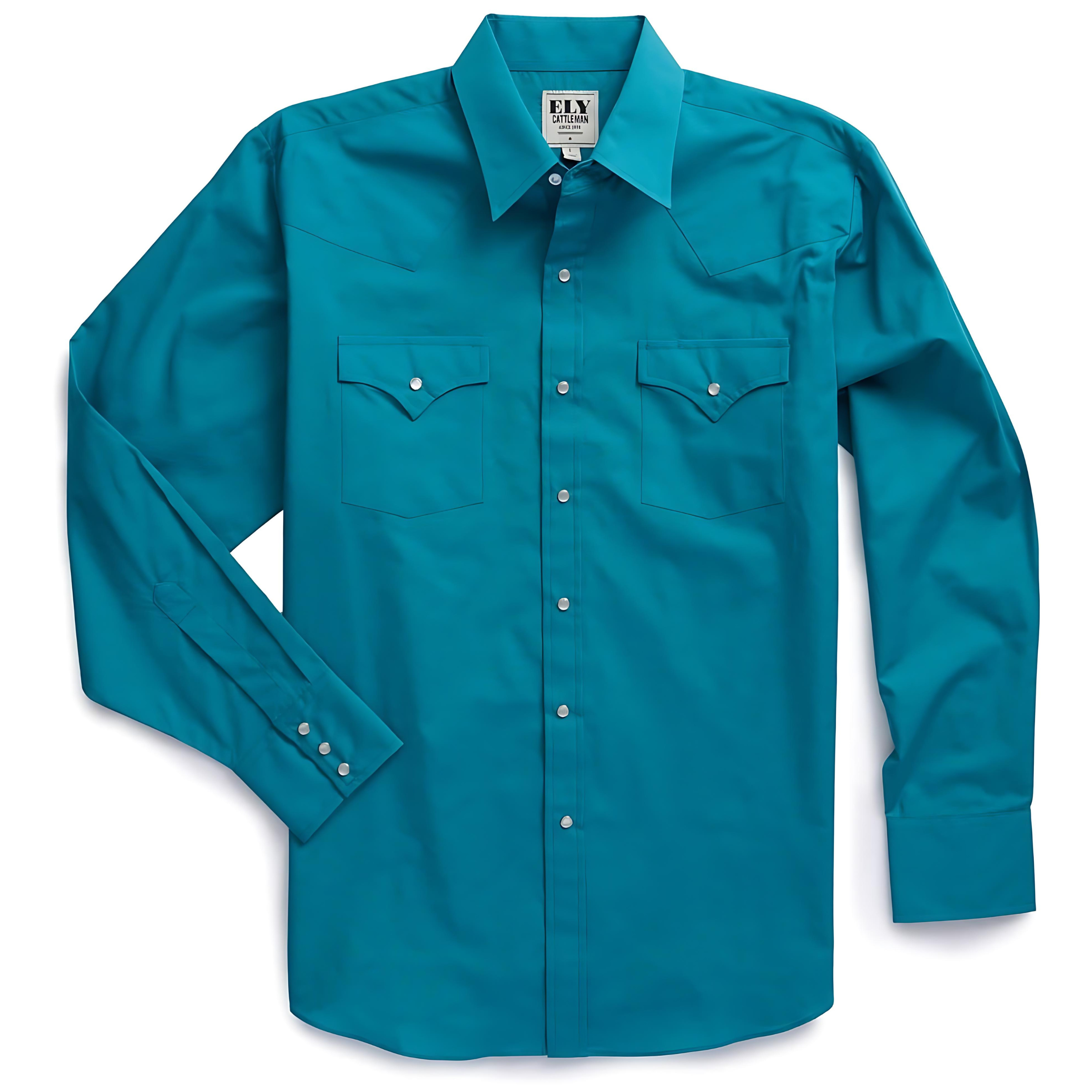 Ely & Walker Men's Western Teal Long Sleeve Pearl Snap Shirt