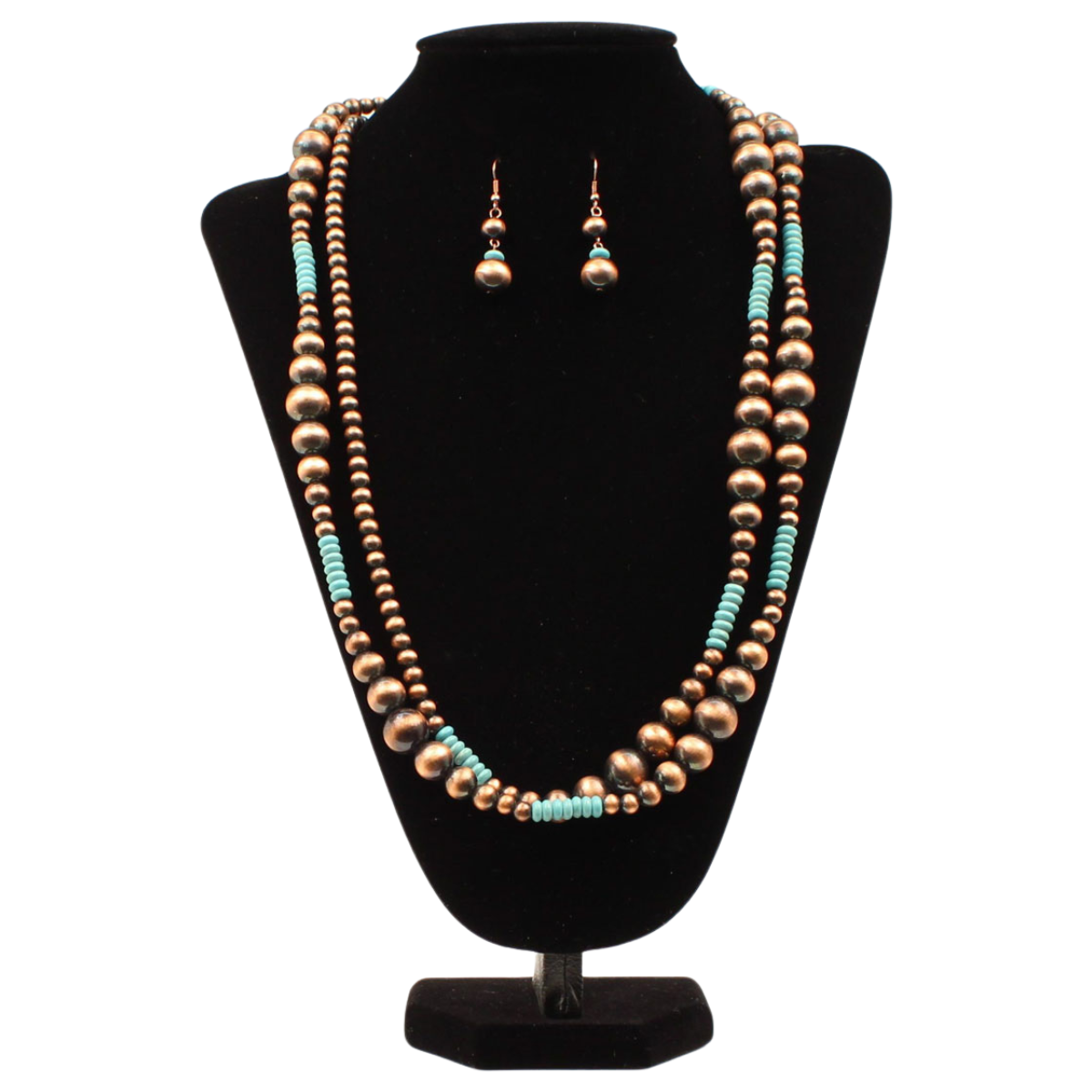 M&F Western Turquoise Beaded Copper Jewelry Set