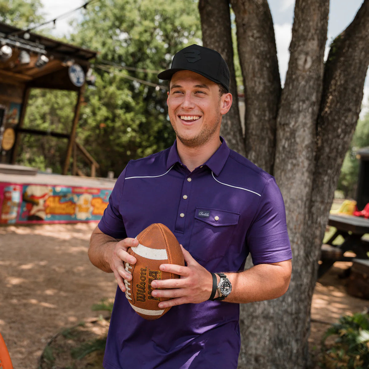 Pearl Snap Performance Polo By Burlebo- Purple