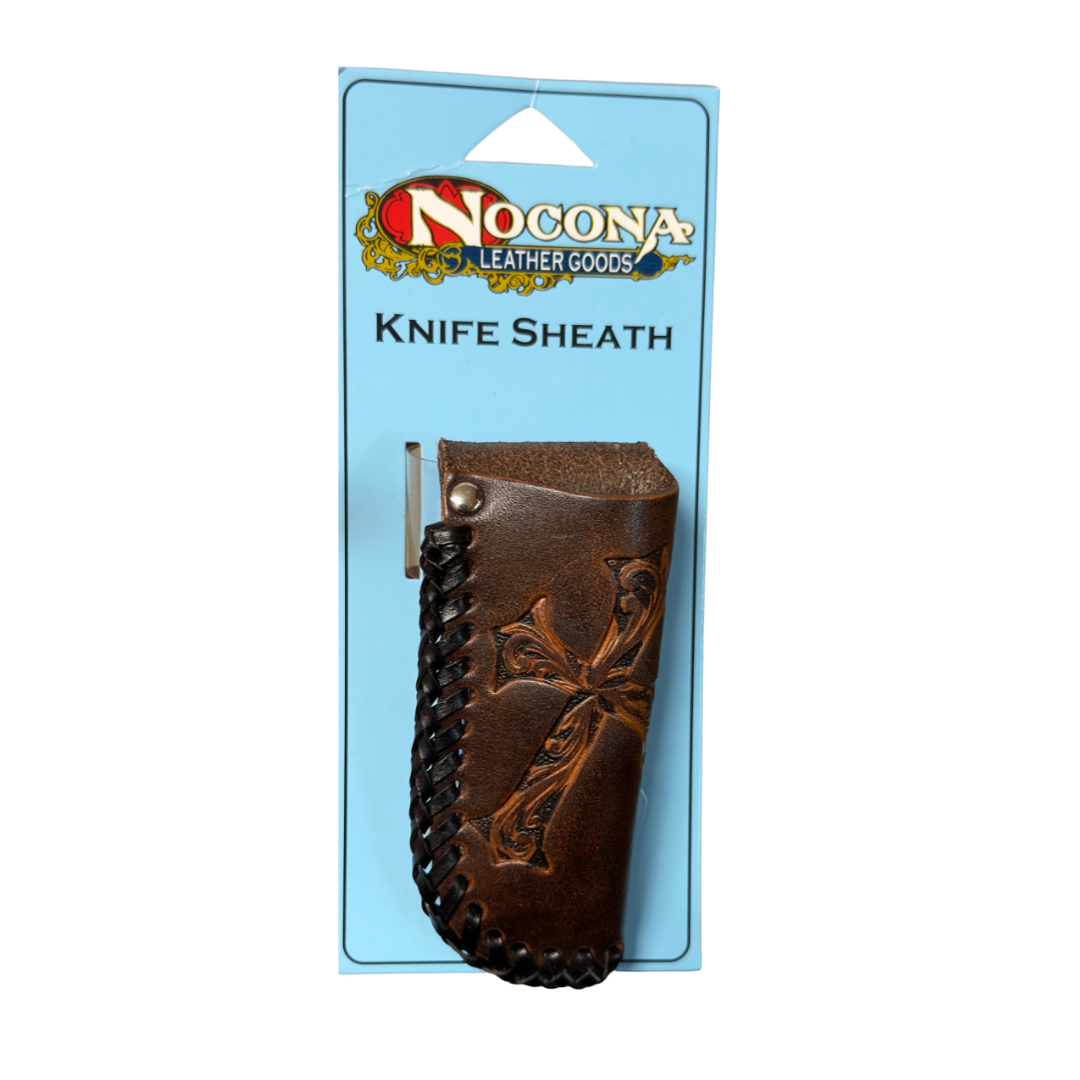 Nocona Tooled Brown Leather Cross Knife Sheath