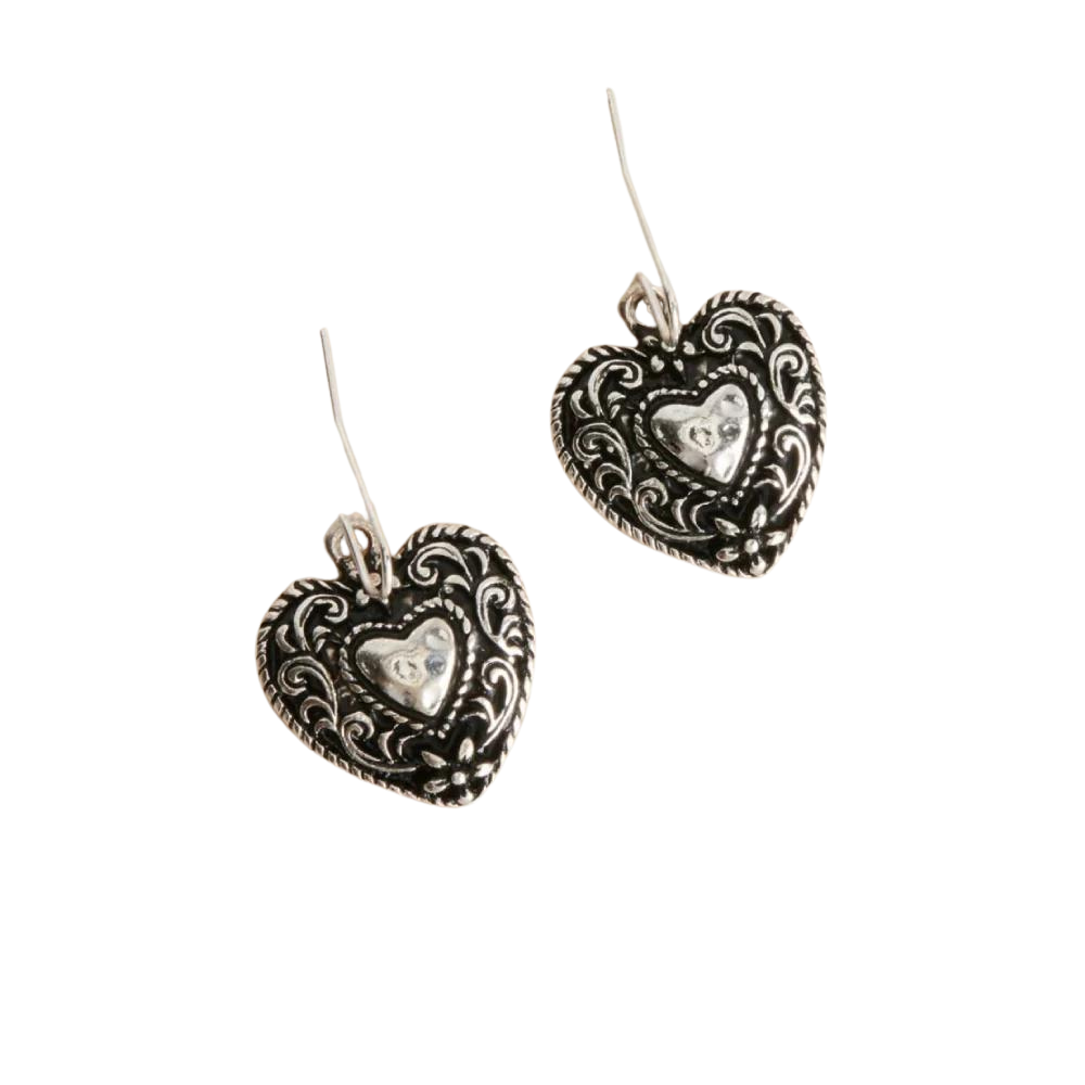 Leather Corded Silver Heart Jewelry Set