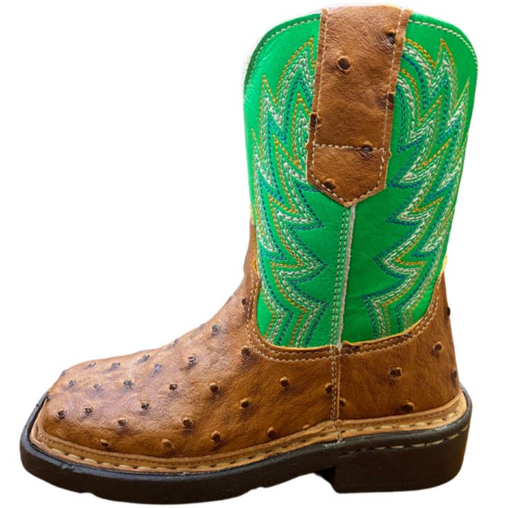 Roper Cowbaby Brown Faux Ostrich Toddler Boots