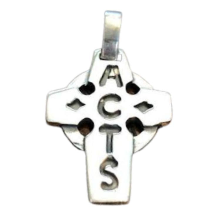 Sterling Silver ACTS Cross Pendant