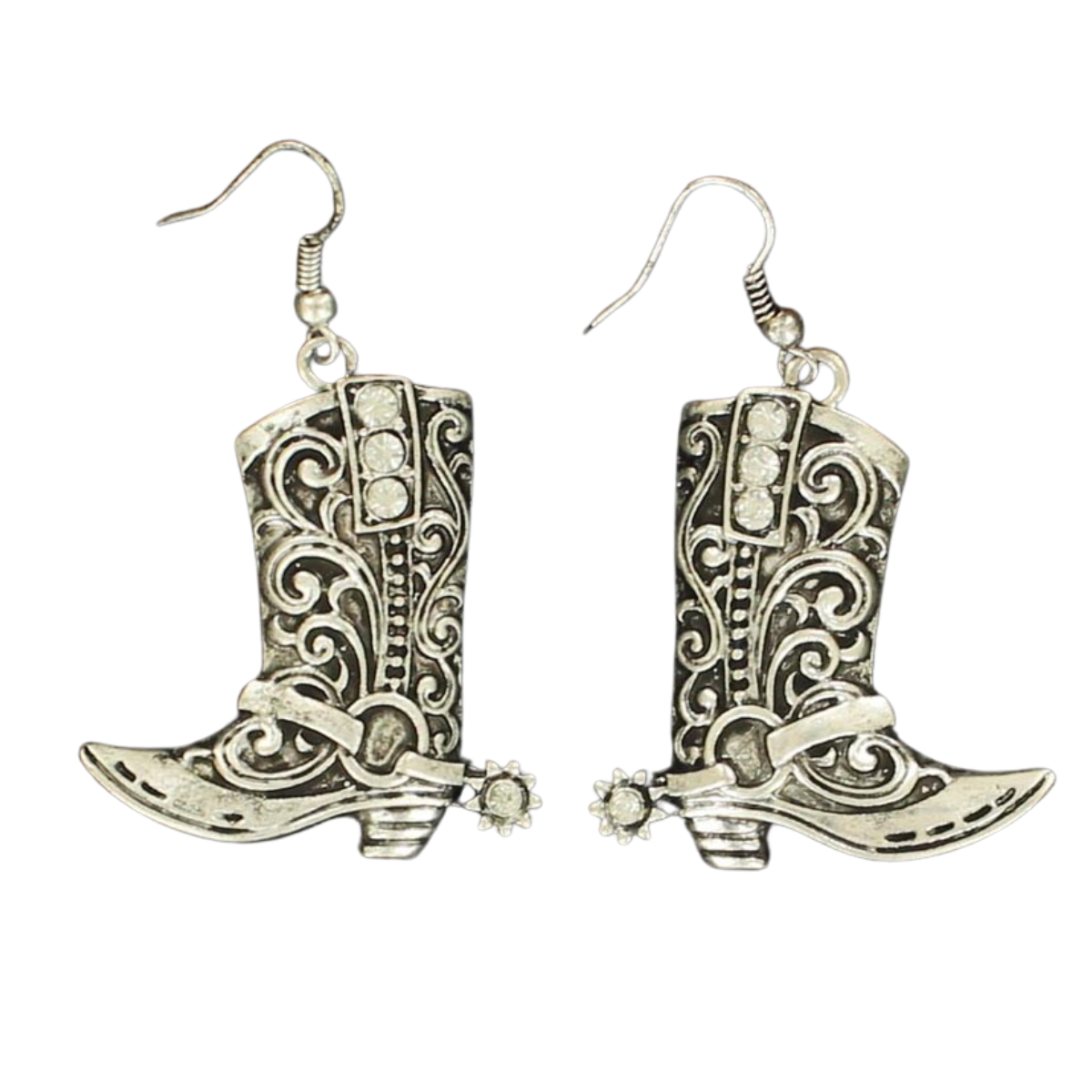 M&F Western Silver Cowboy Boot Drop Earrings Earrings