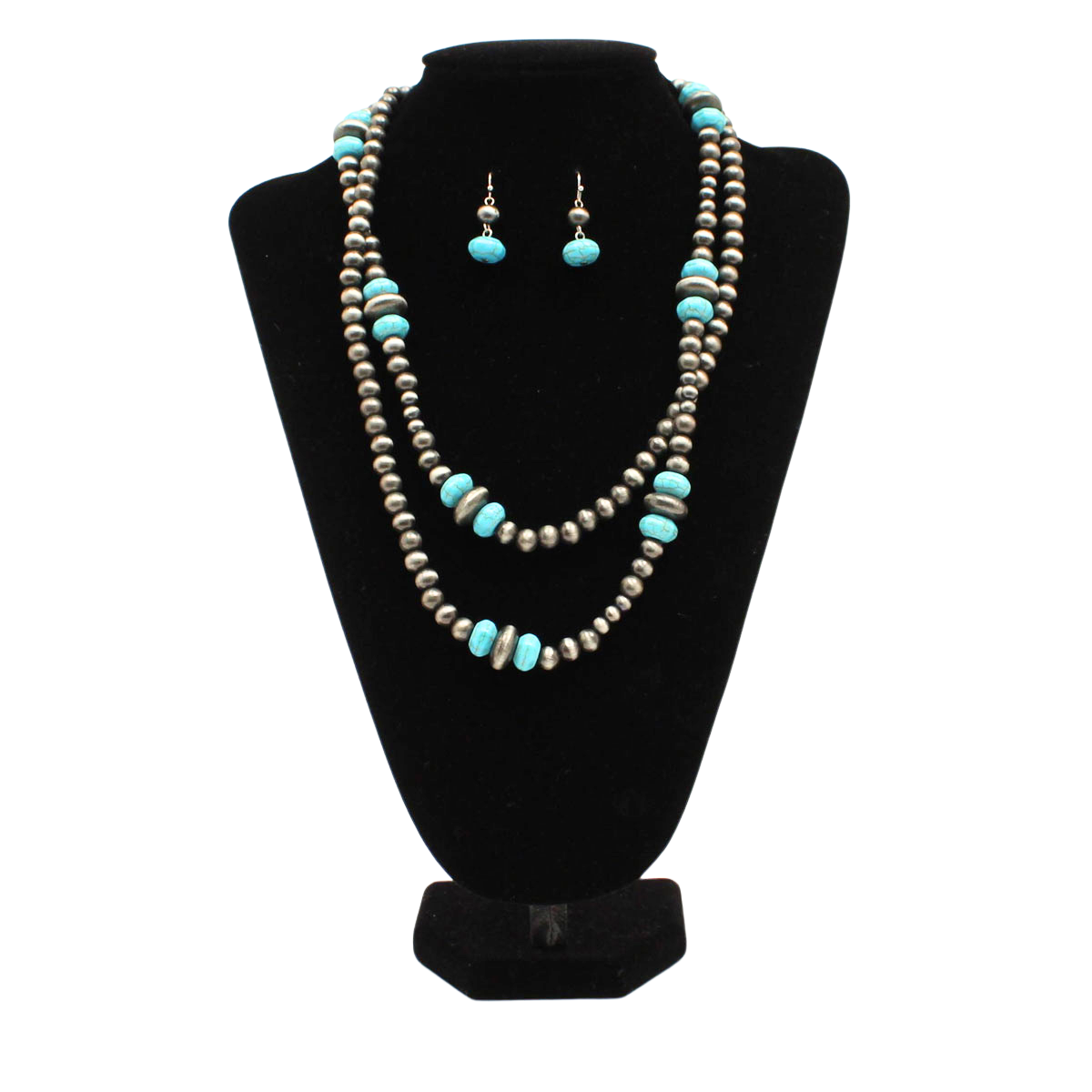 Blazin Roxx Silver & Turquoise Beaded Jewelry Set