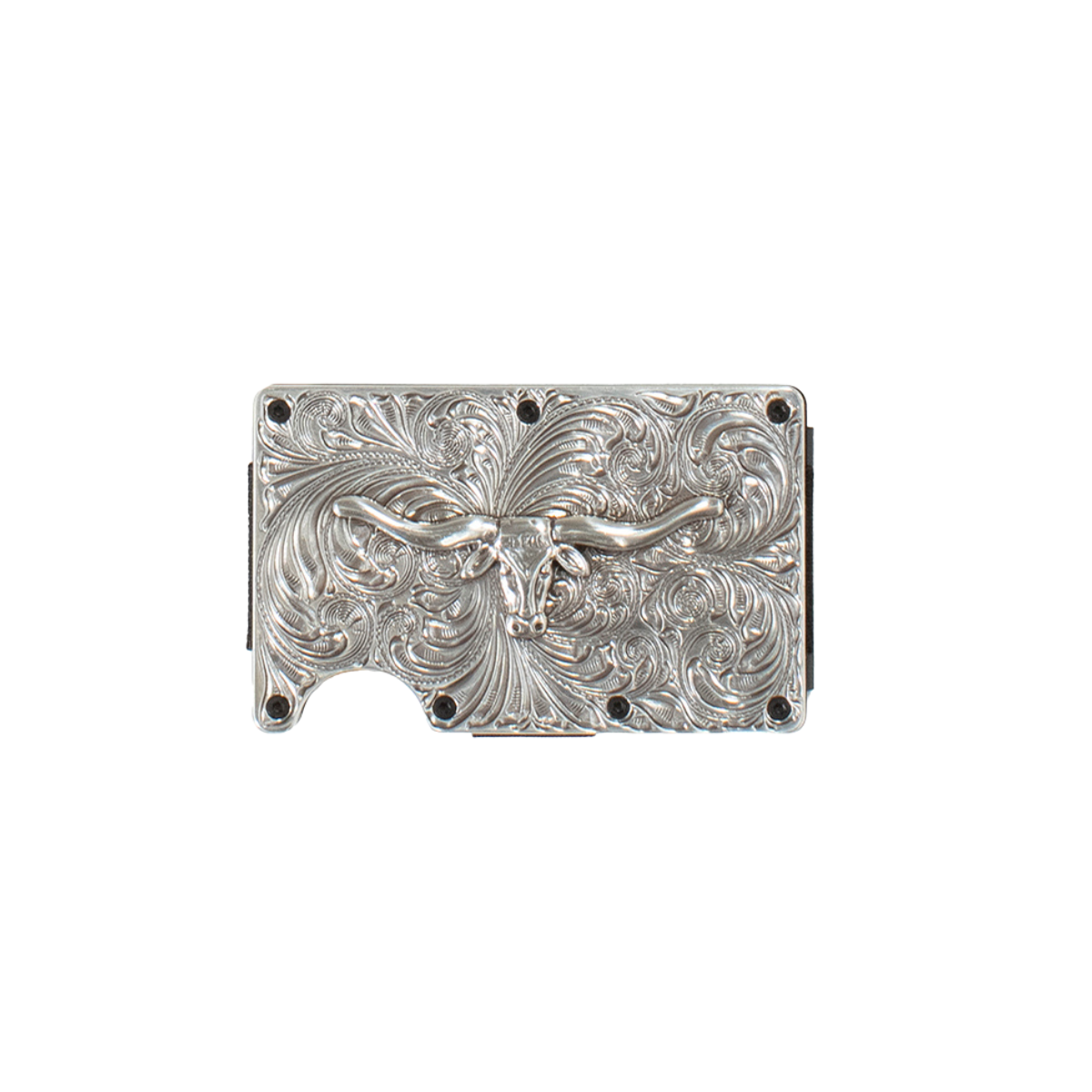 3D Silver Scroll With Longhorn Wallet