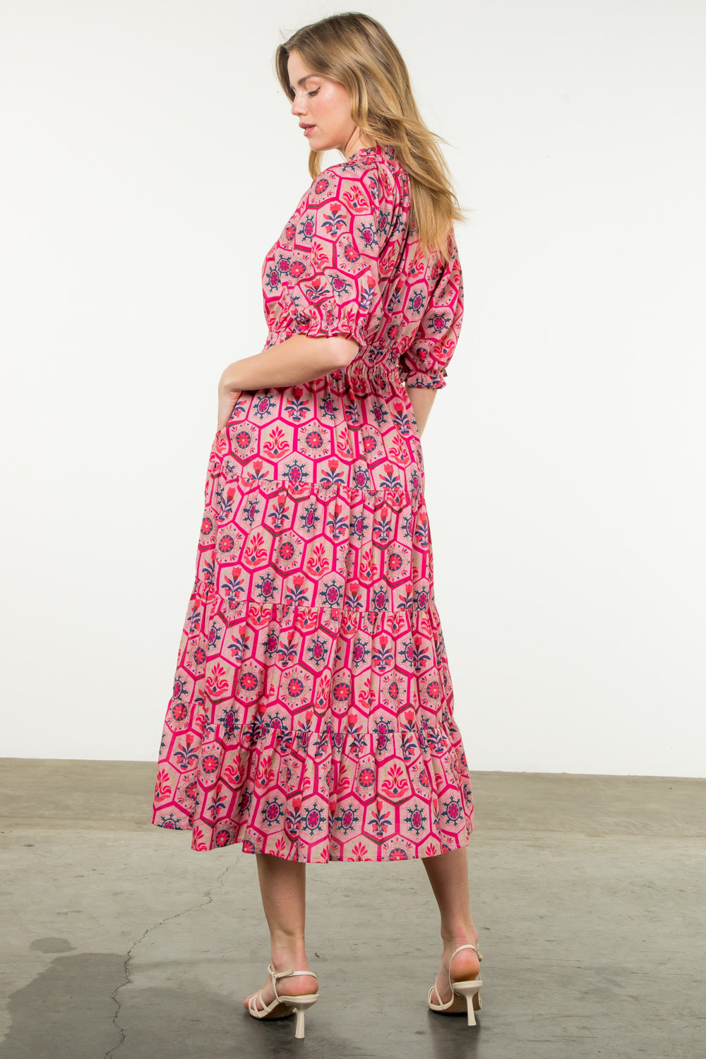 Shades of Pink Geometric Print Maxi Dress
