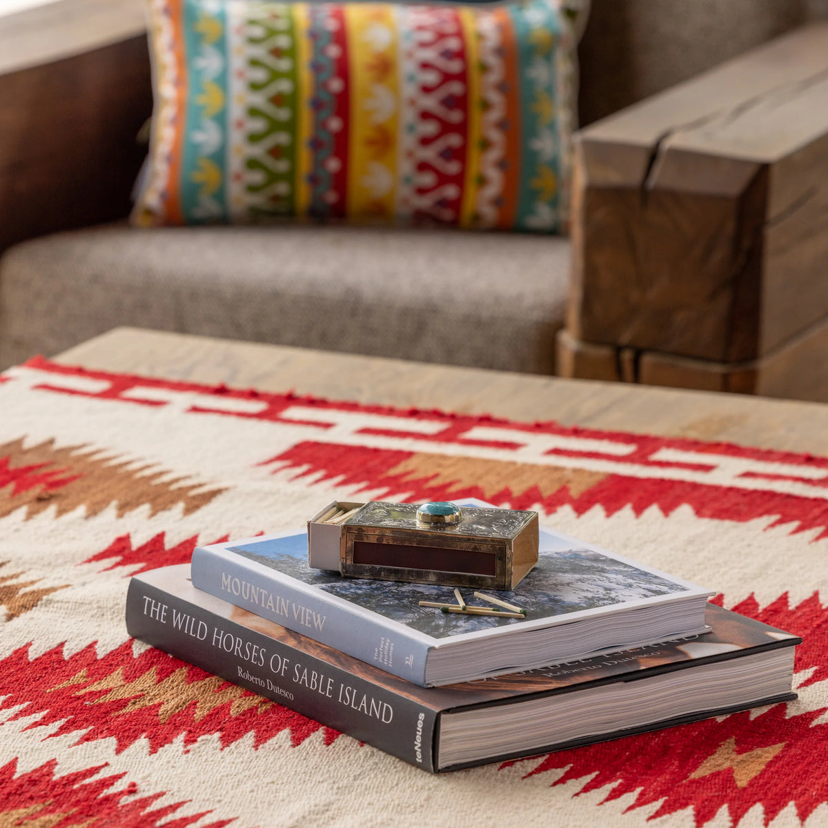 Large Stamped Matchbox Cover with Turquoise