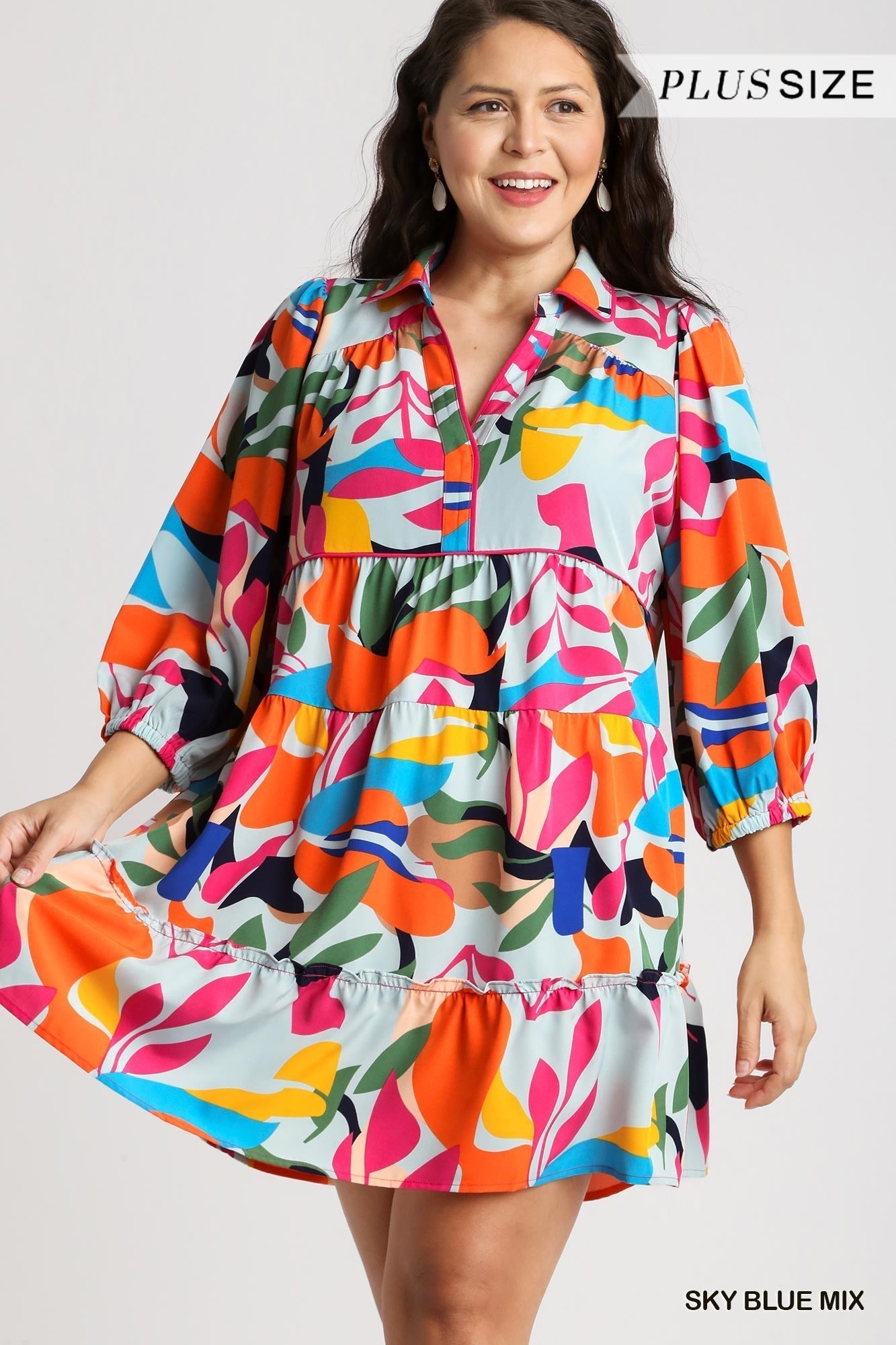 Let's Fiesta Abstract Print Tiered Dress