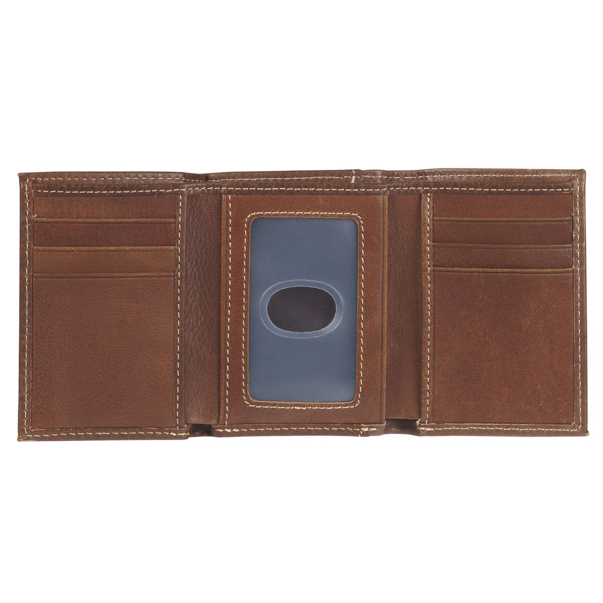 Ichthus Fish Brown Genuine Leather Trifold Wallet