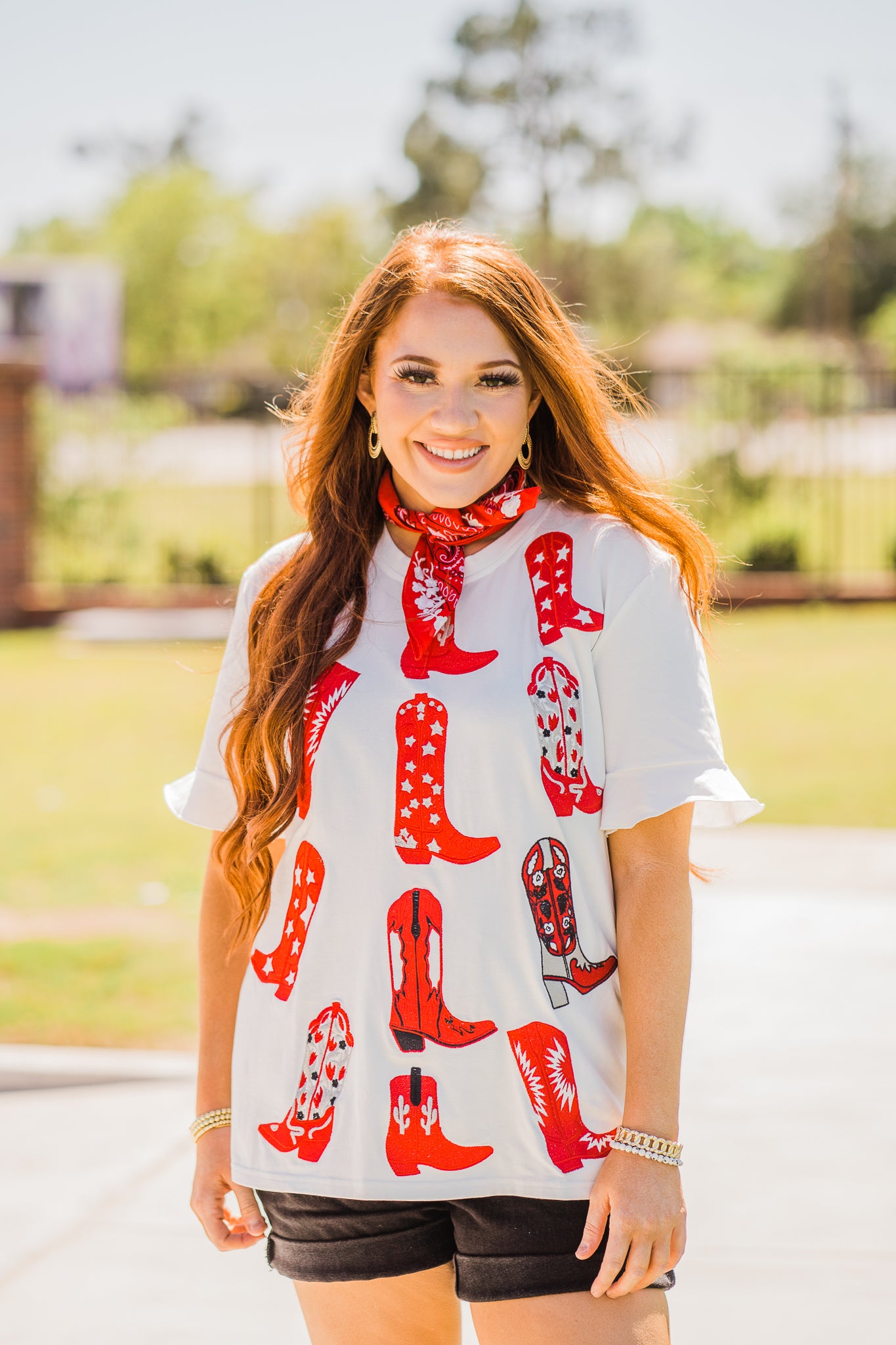 Walk The Line in Red Boots Tee by Layerz