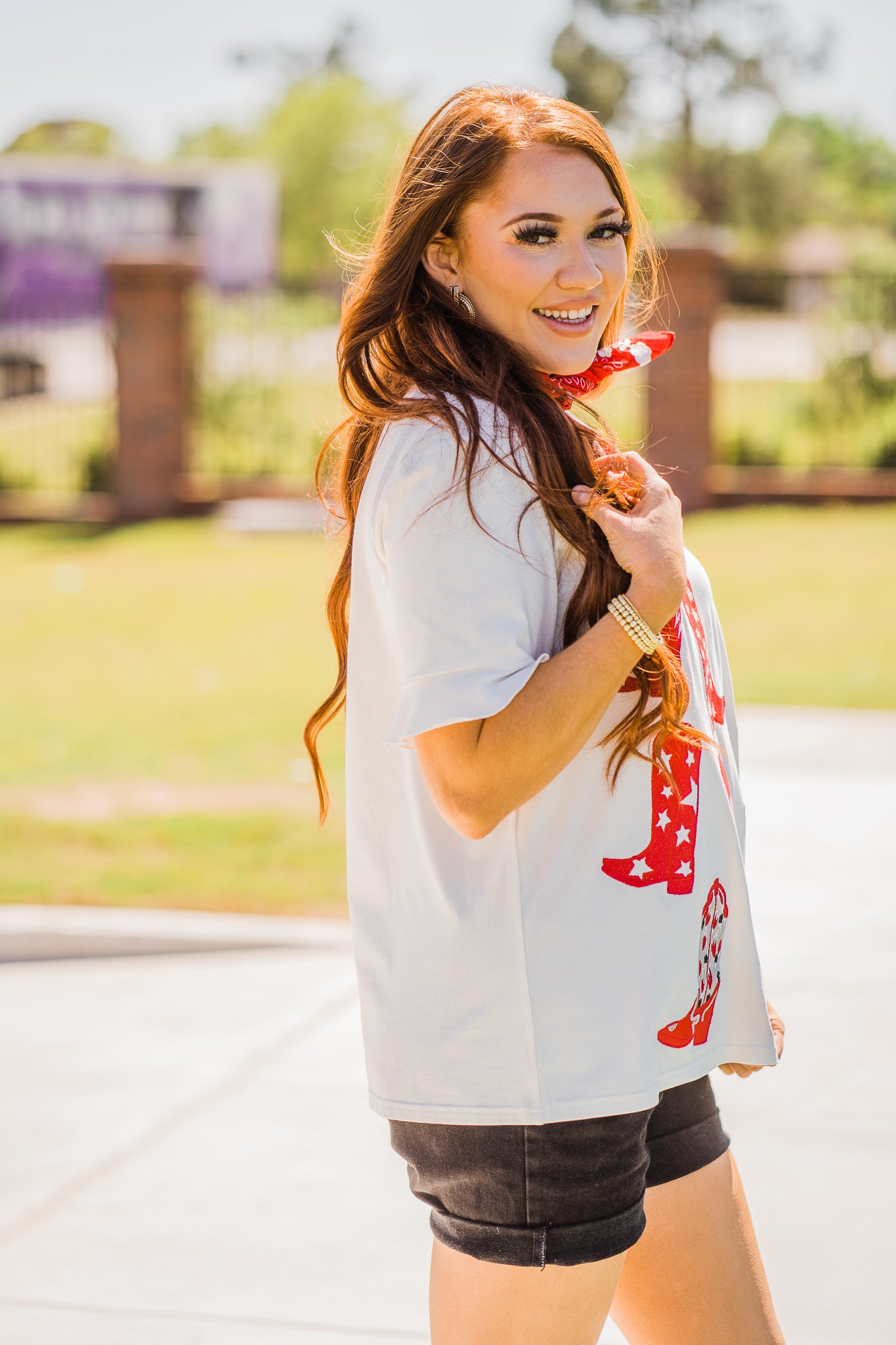 Walk The Line in Red Boots Tee by Layerz