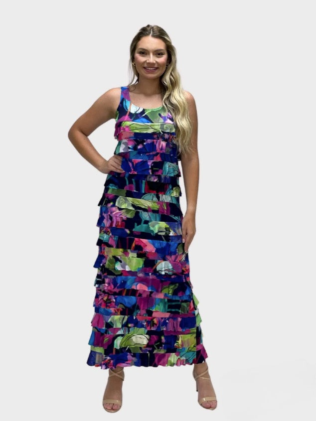 Jewel Tones Ruffle Maxi Dress