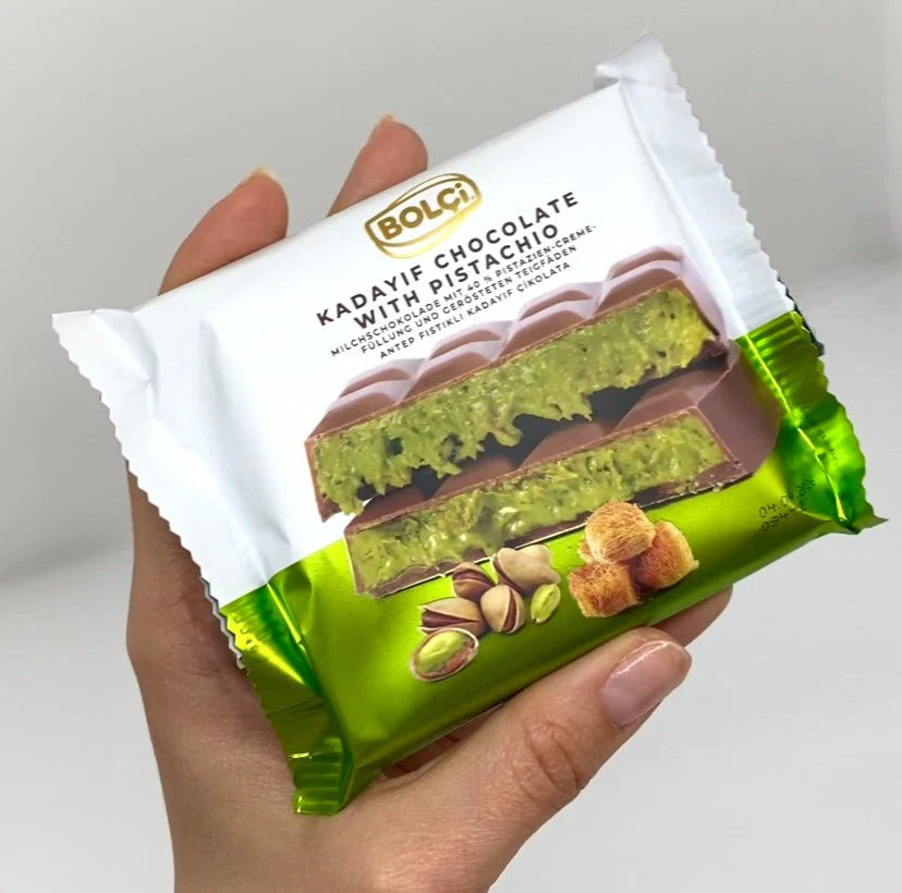 Antep Pistachio & Kadayif Dubai Chocolate Bar - Unique Middle Eastern Delight