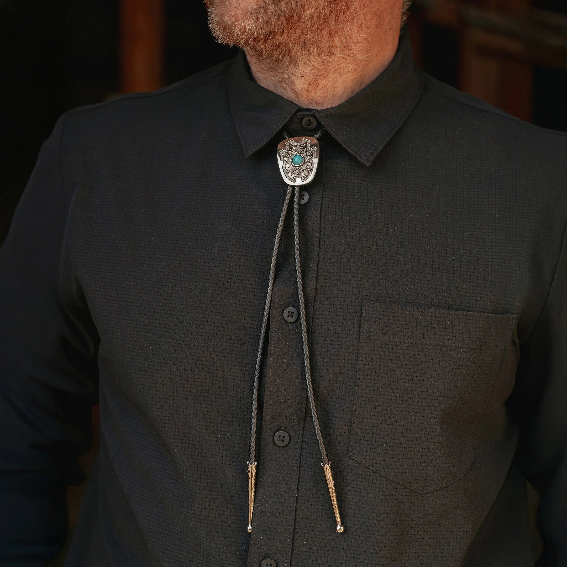 Iconic Vines with Turquoise Bead Bolo