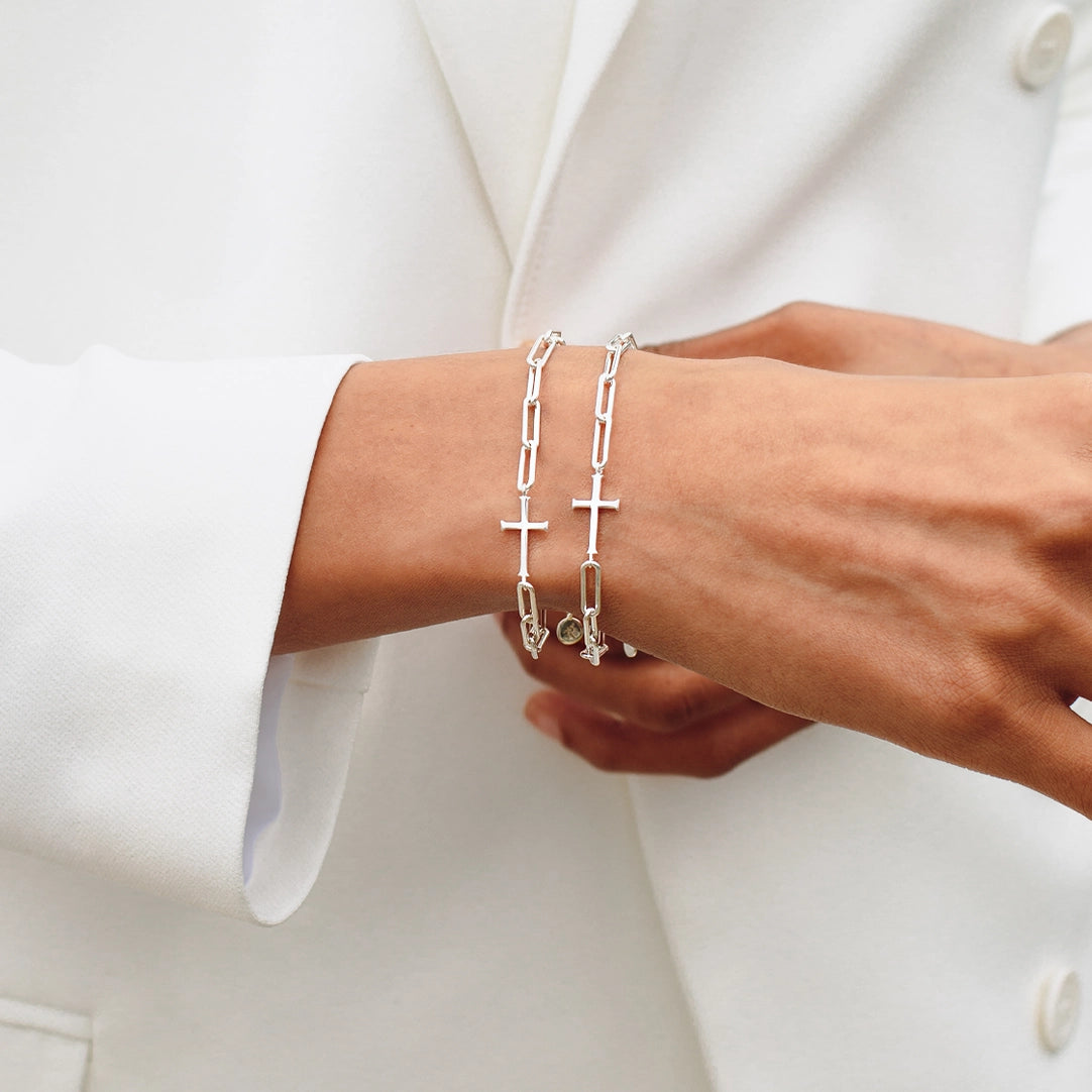 Chain Breaker Cross Bracelet-Silver