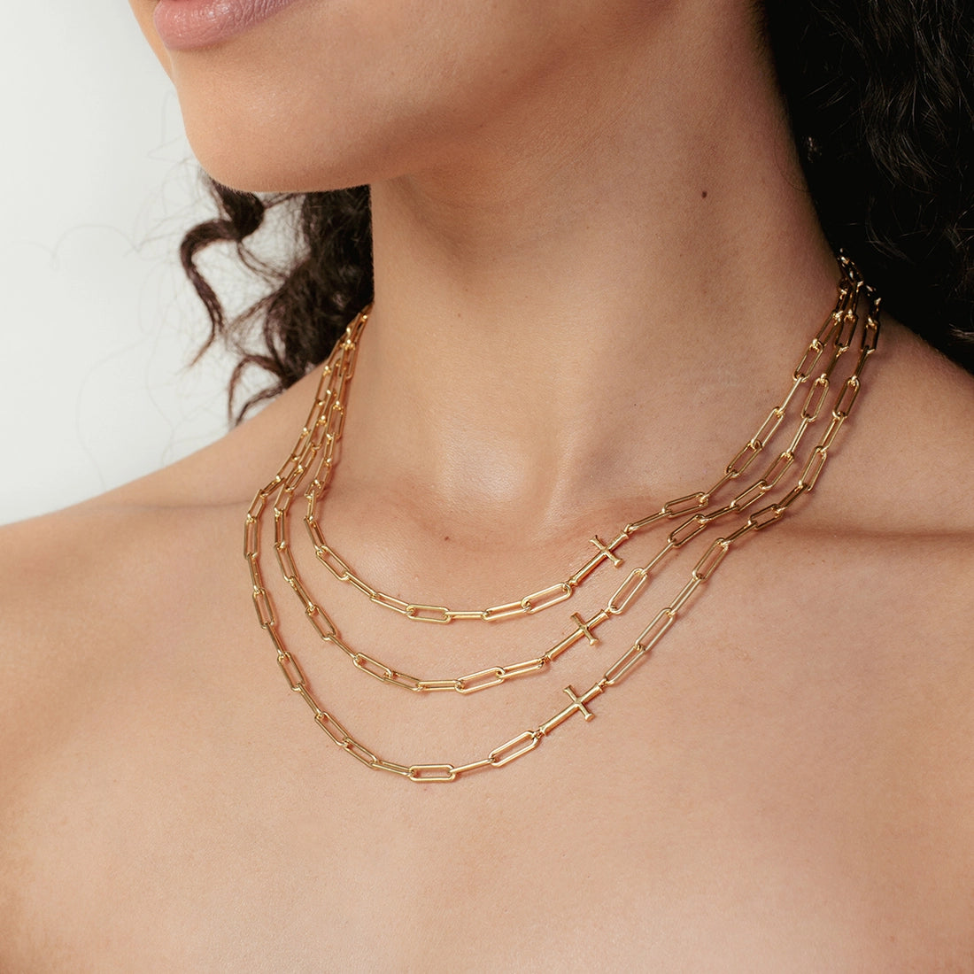 Chain Breaker Cross Necklace- Gold