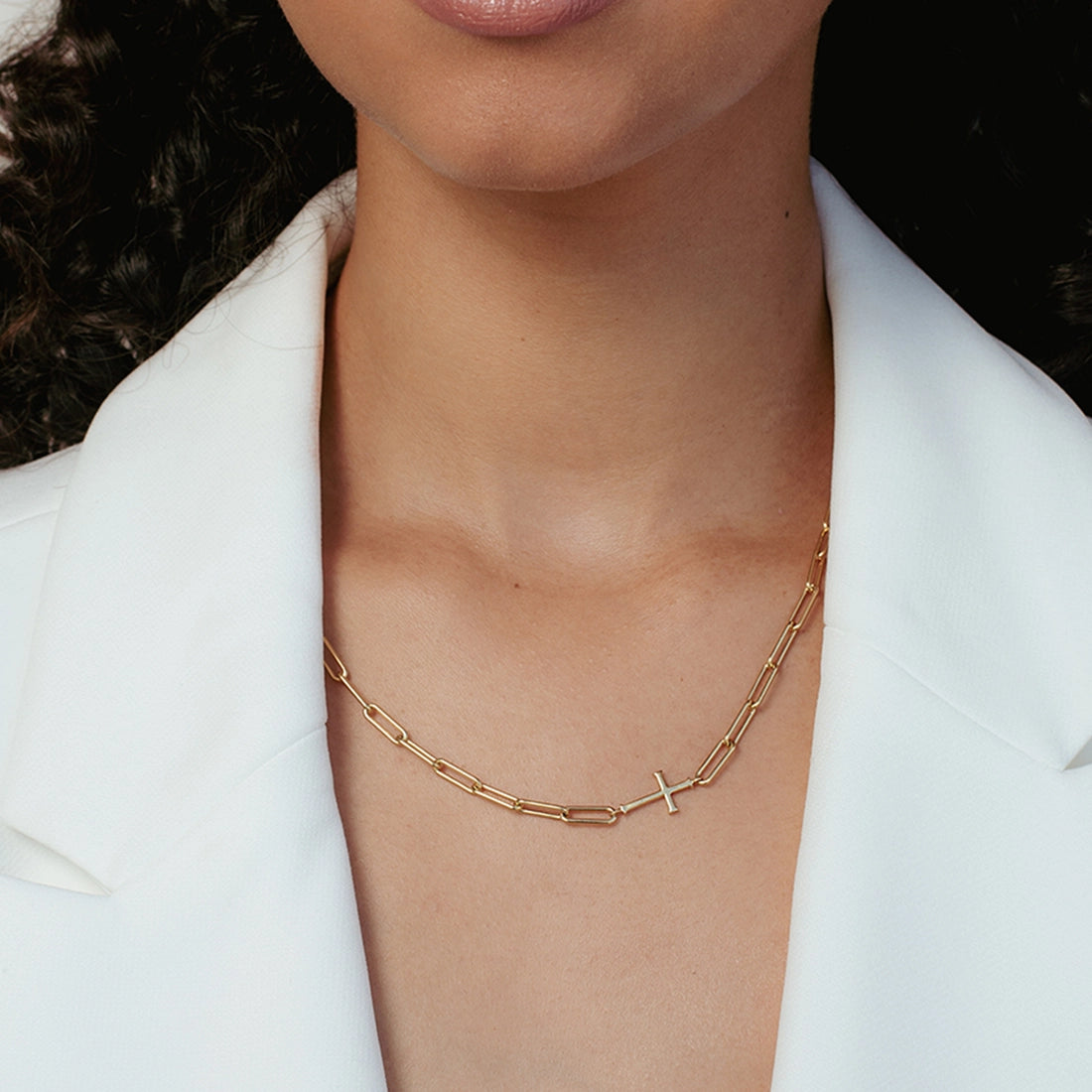 Chain Breaker Cross Necklace- Gold