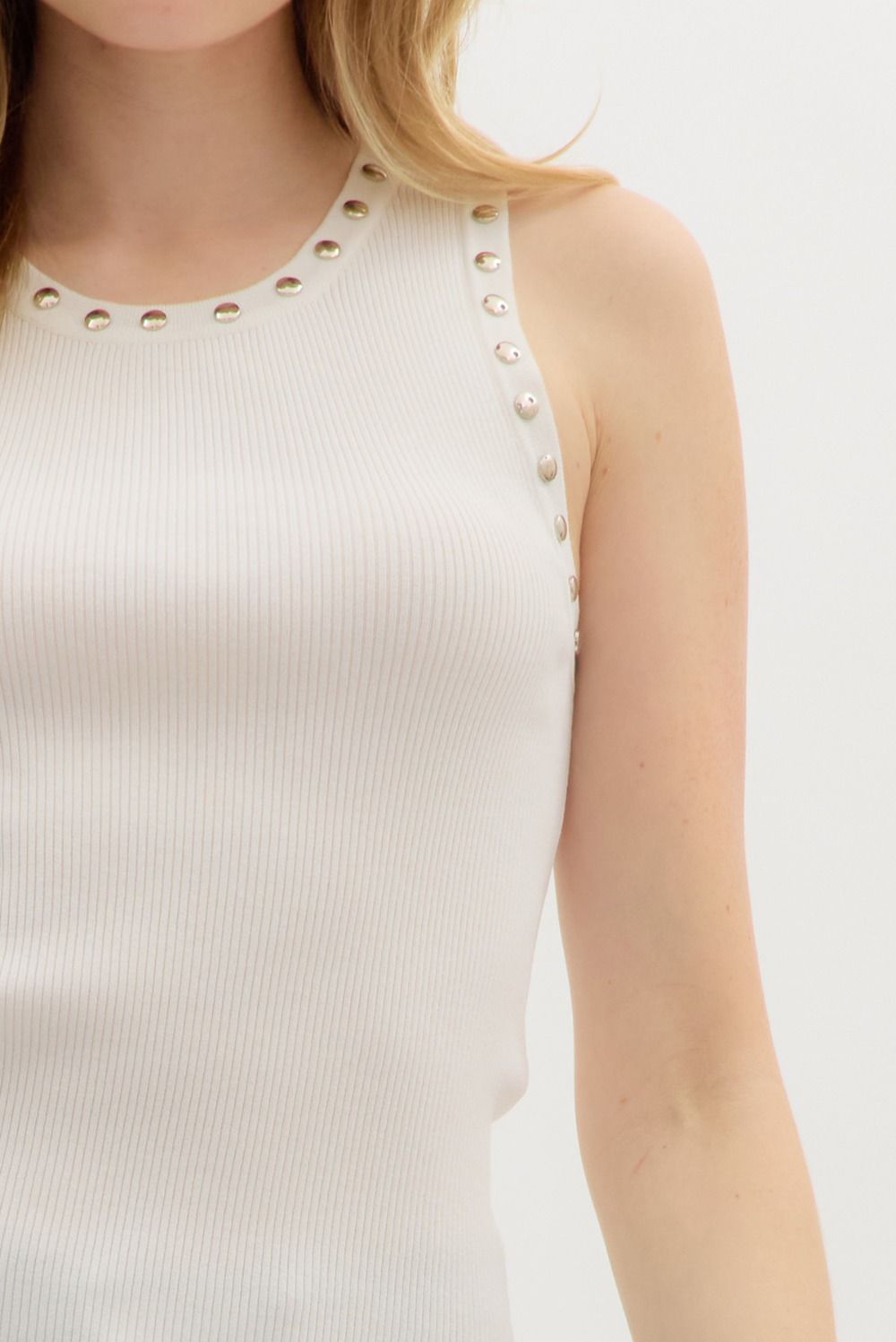Solid Studded Knit Tank