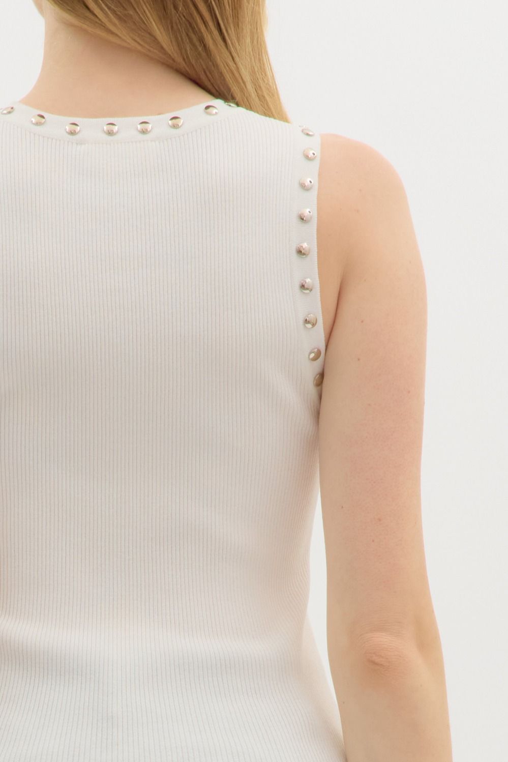 Solid Studded Knit Tank