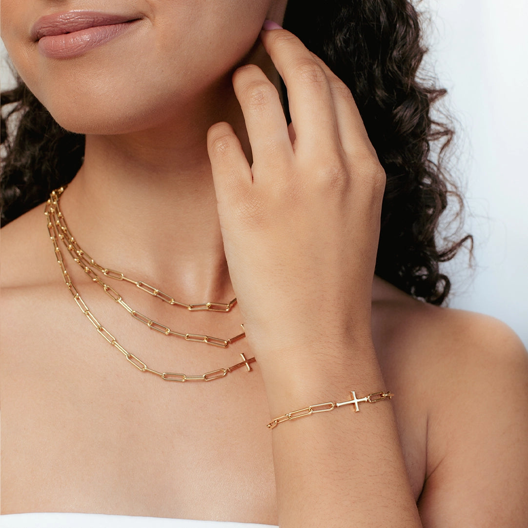 Chain Breaker Cross Bracelet-Gold