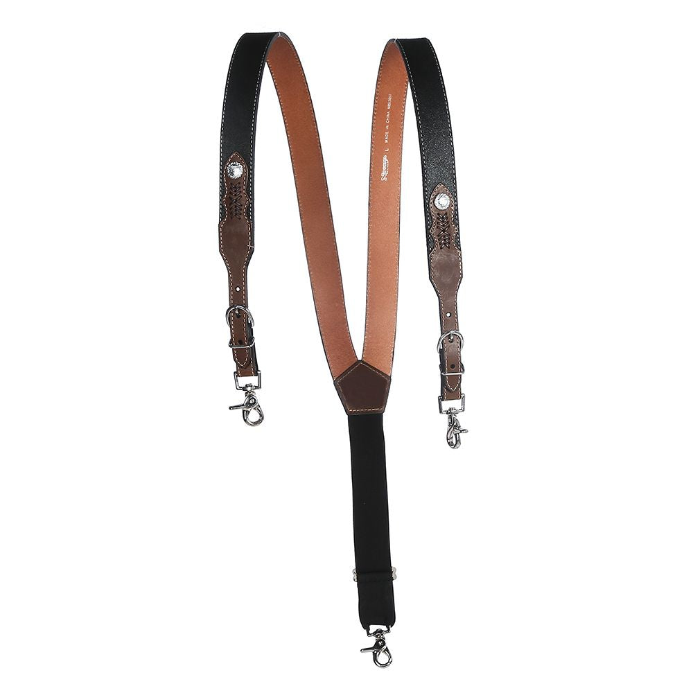 Men's Black & Tan Leather Suspenders