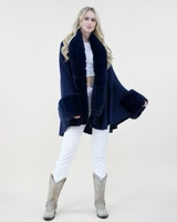 Black Faux Fur Shawl Coat