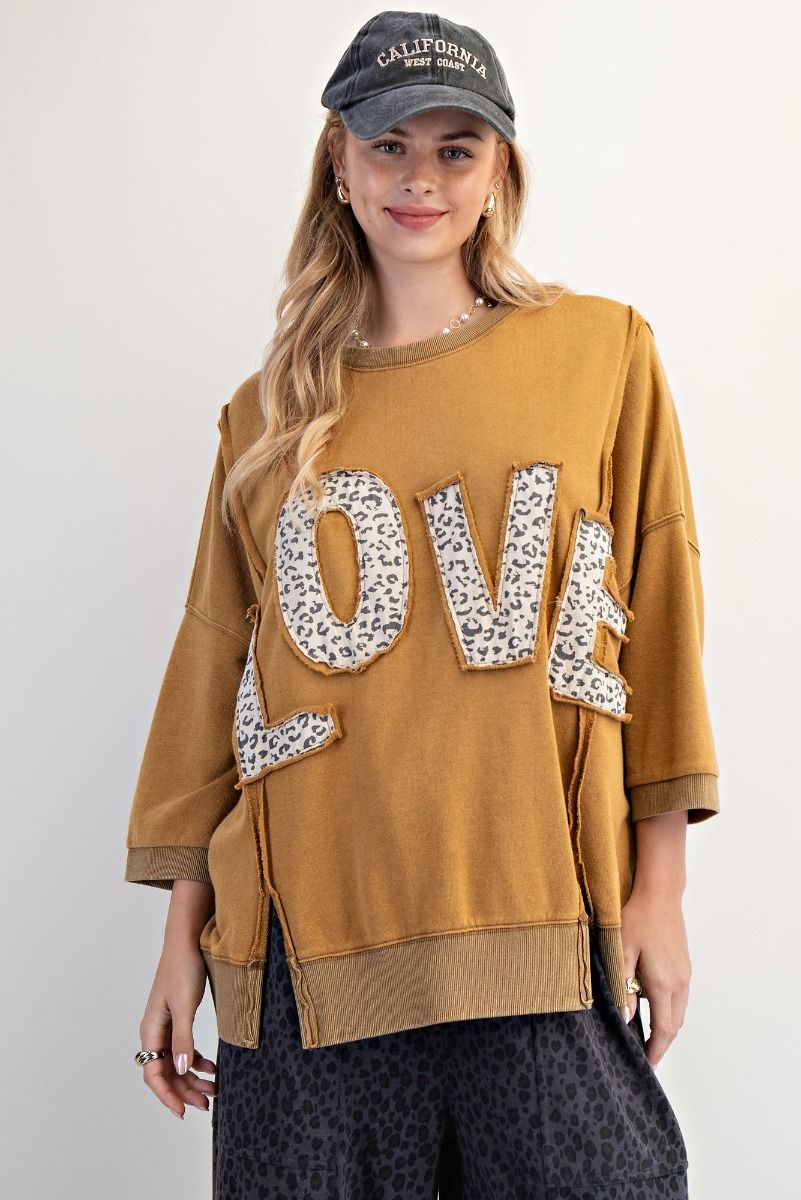 Golden Kiwi Leopard Love Patch  Pullover