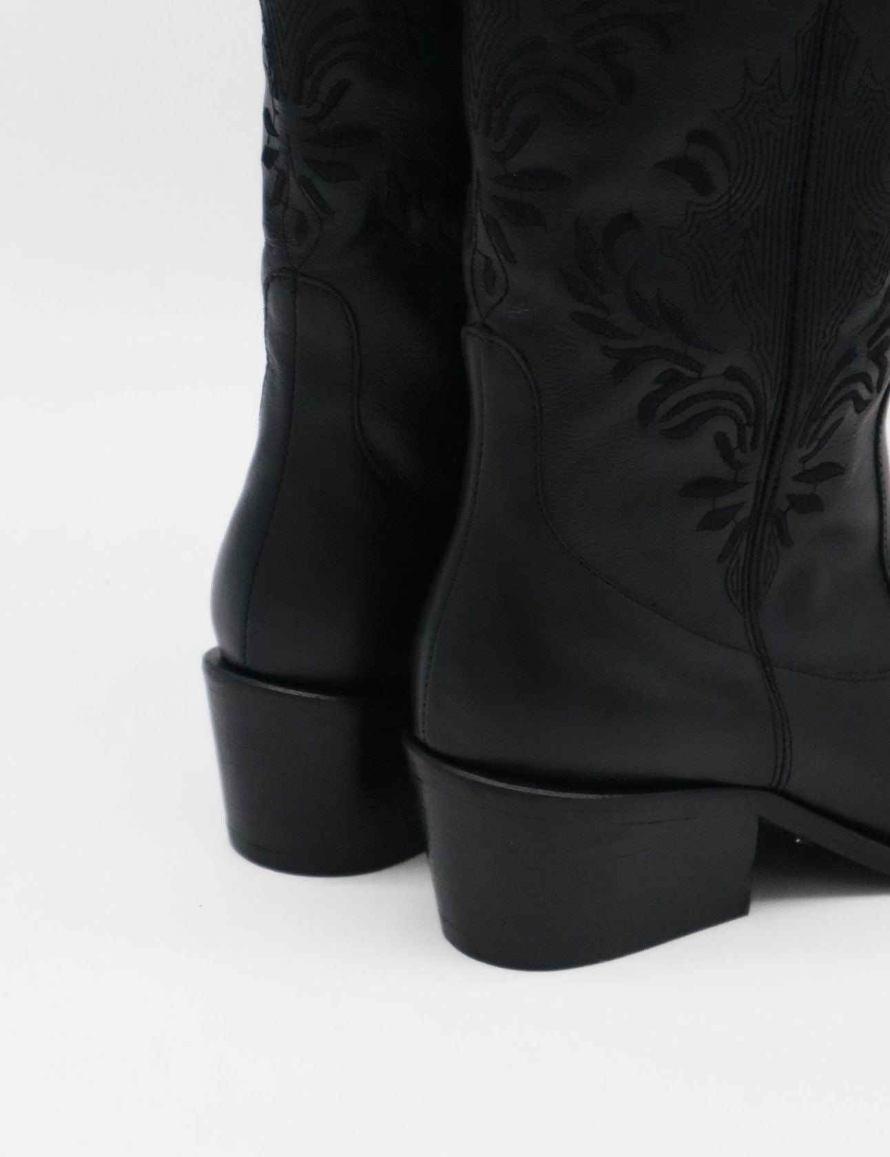 Jolene Black Leather Western Cowgirl Boot