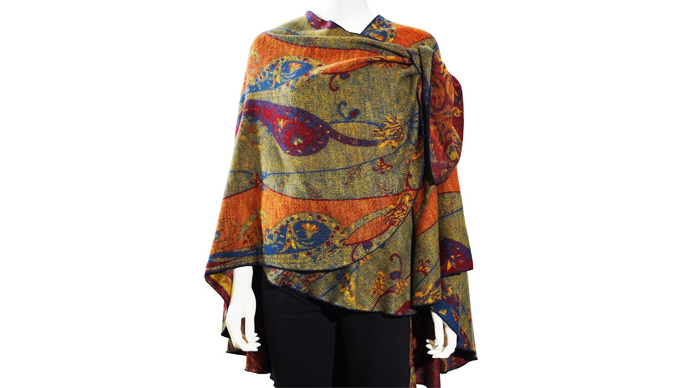 Waves of Fall Reversible Cashmere Shawl