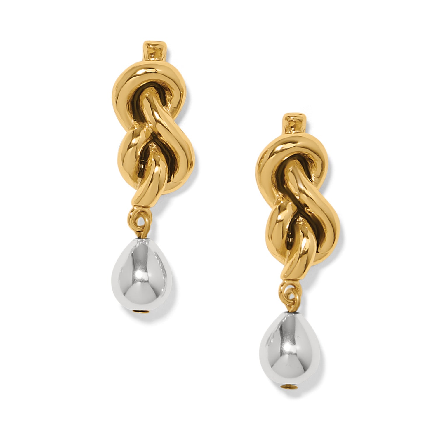 Interlok Single Knot Drop Earrings/Gold-Silver