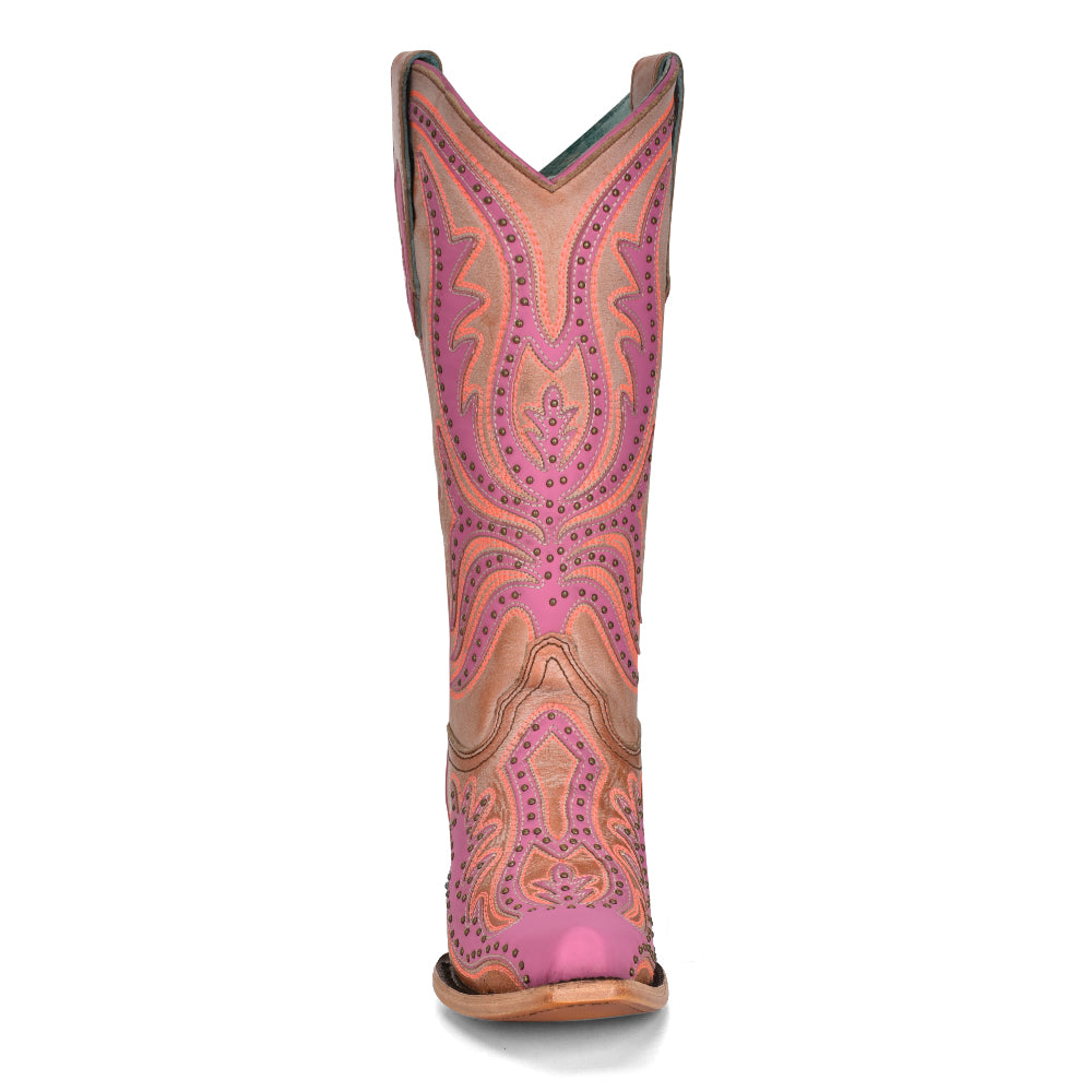 Corral Pink Overlay & Fluorescent Embroidery Boots