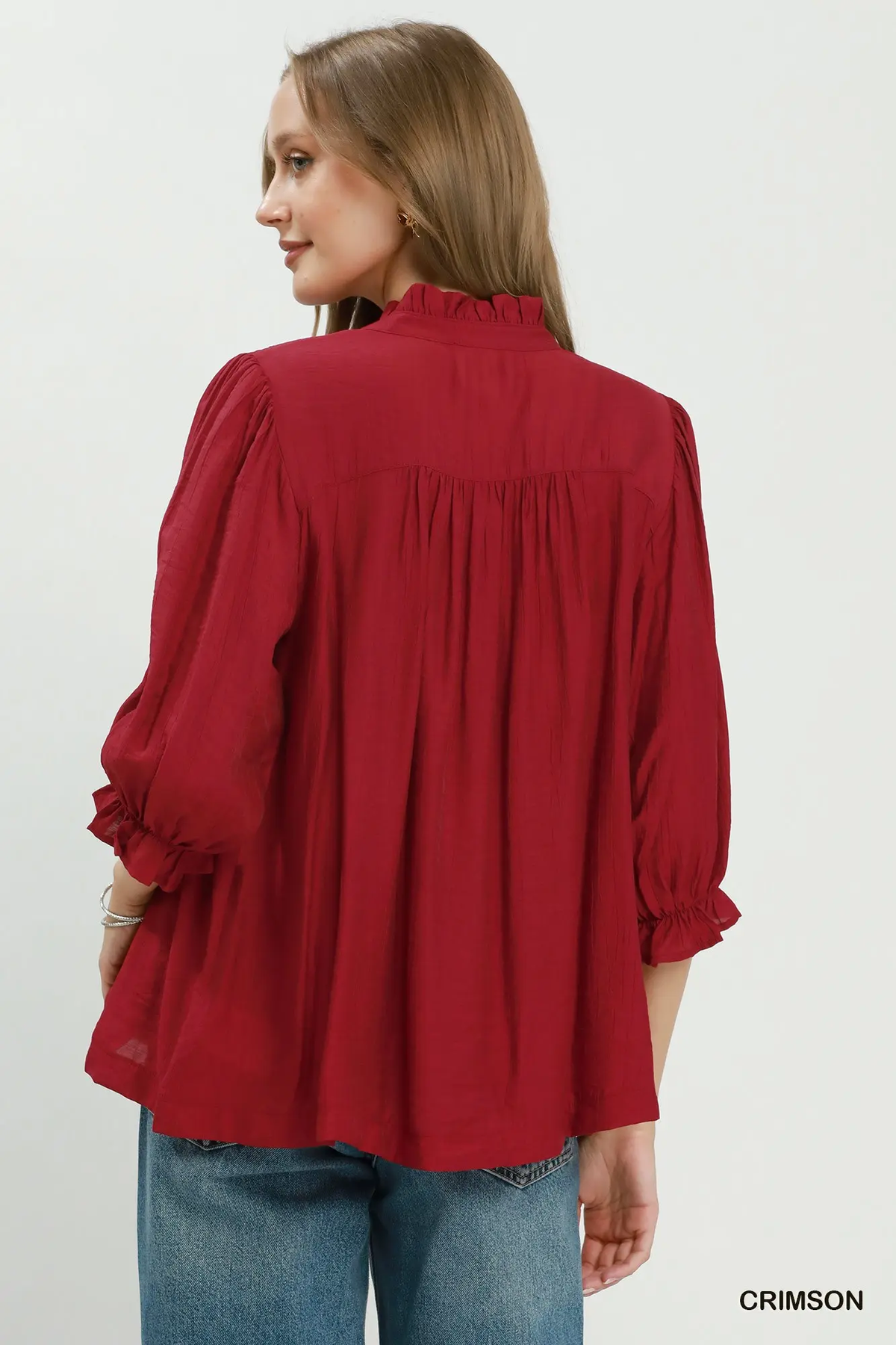 Christmas Red Soft Romance Smocked Blouse