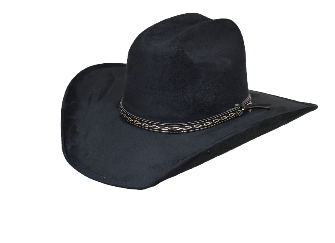 Child's Black Suede Hat w/ Leather Hat Band