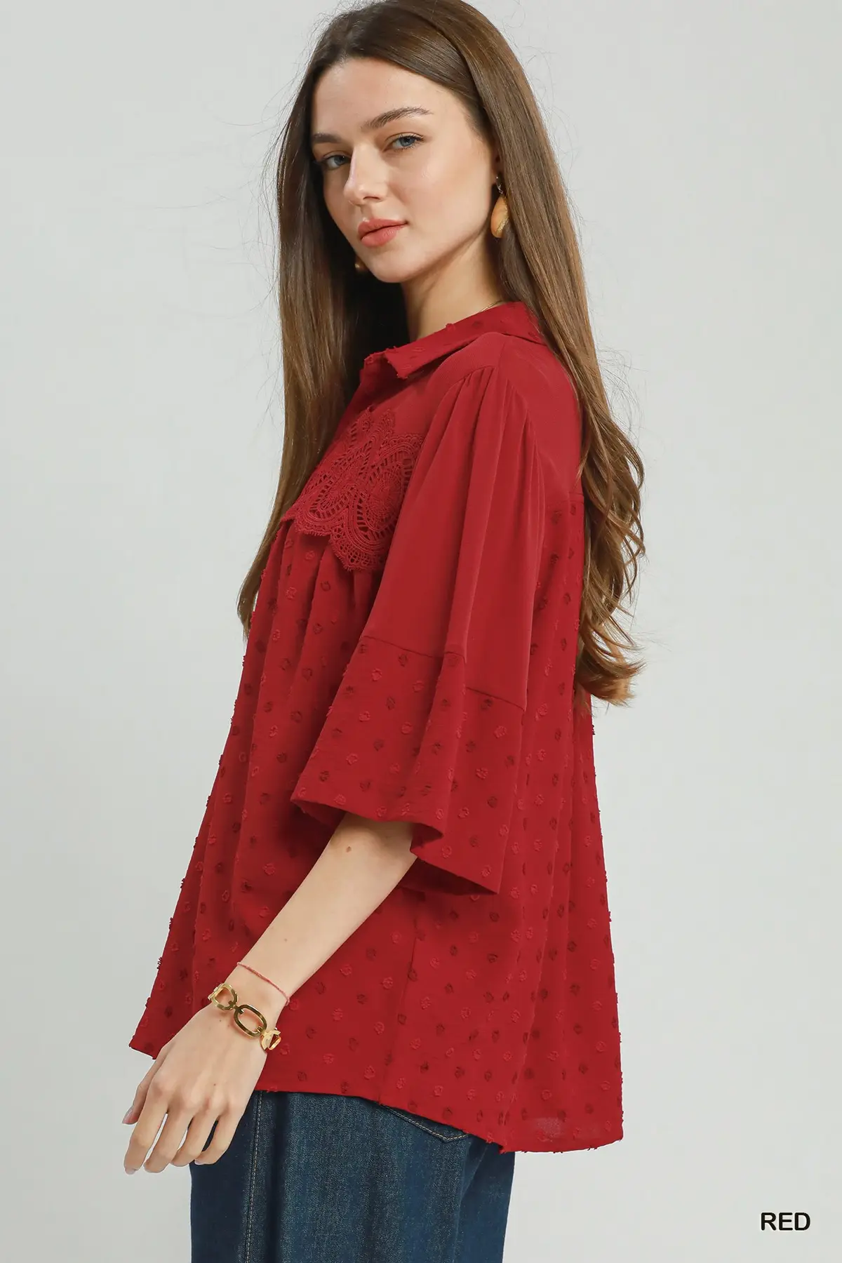 Scarlet Lace Yoke Blouse ❤️