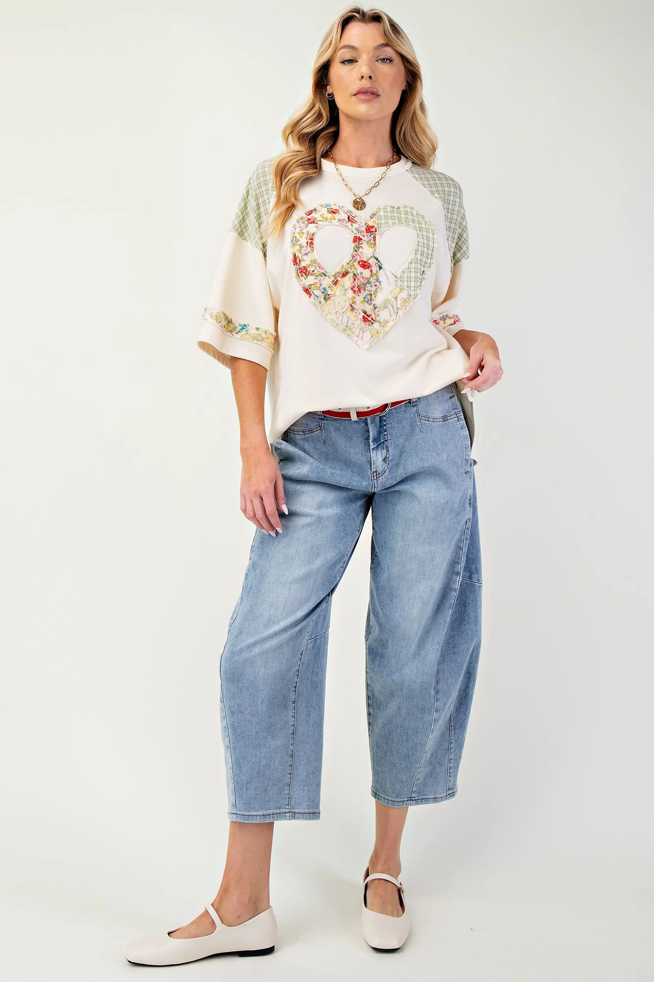 Heart Patch Soft Washed Terry Knit Top