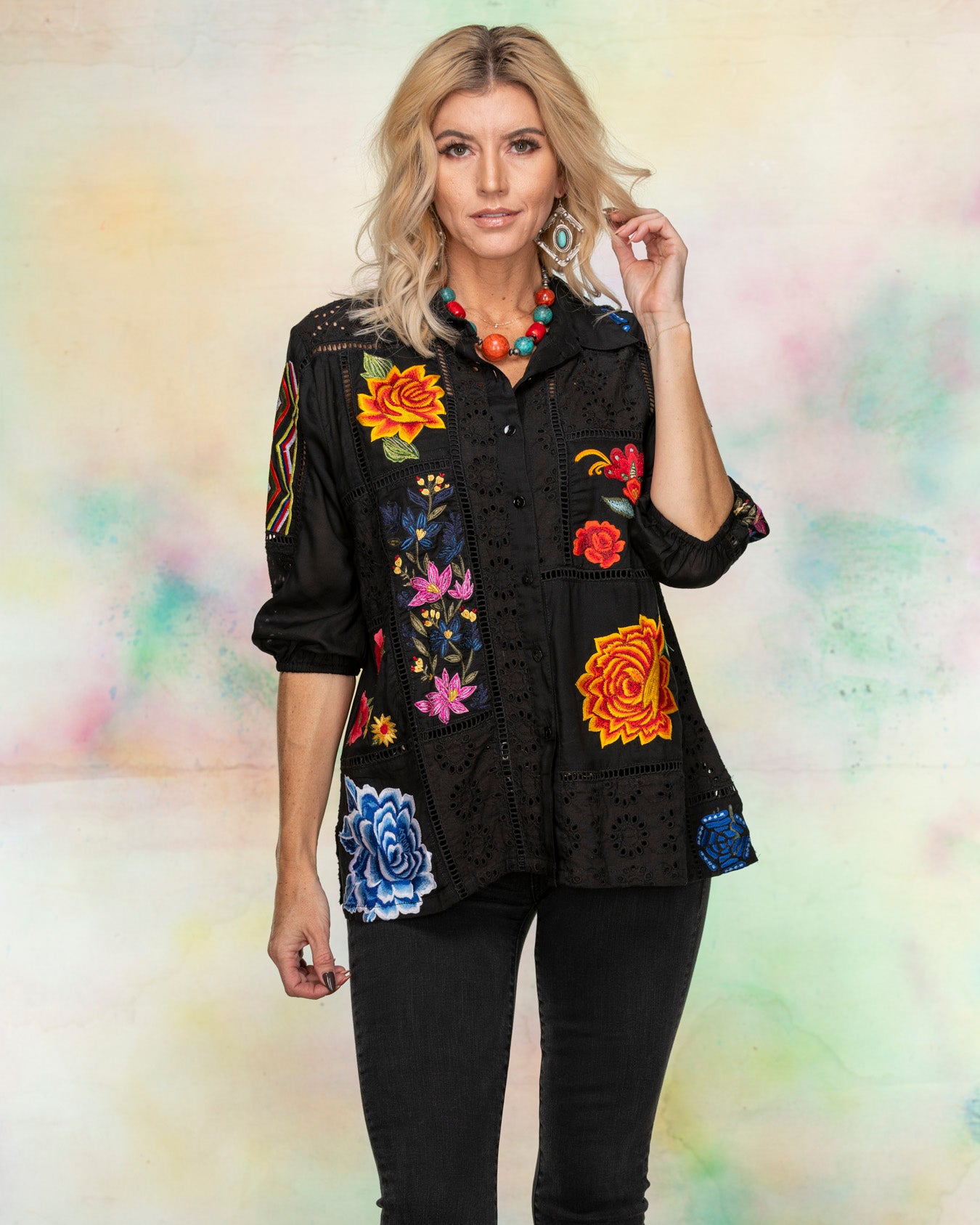 San Diego Button Front Shirt by Vintage Collection