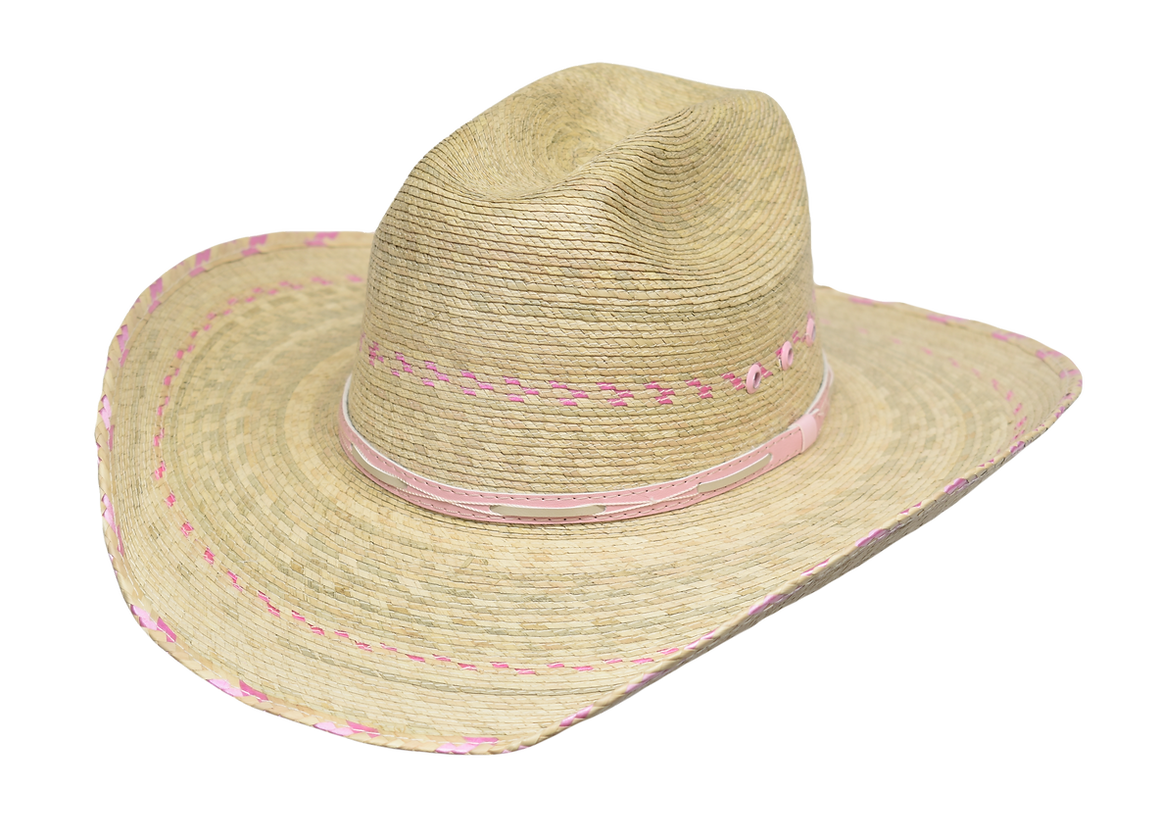 CHILD Palm Leaf Straw Hat w/ Pink Details