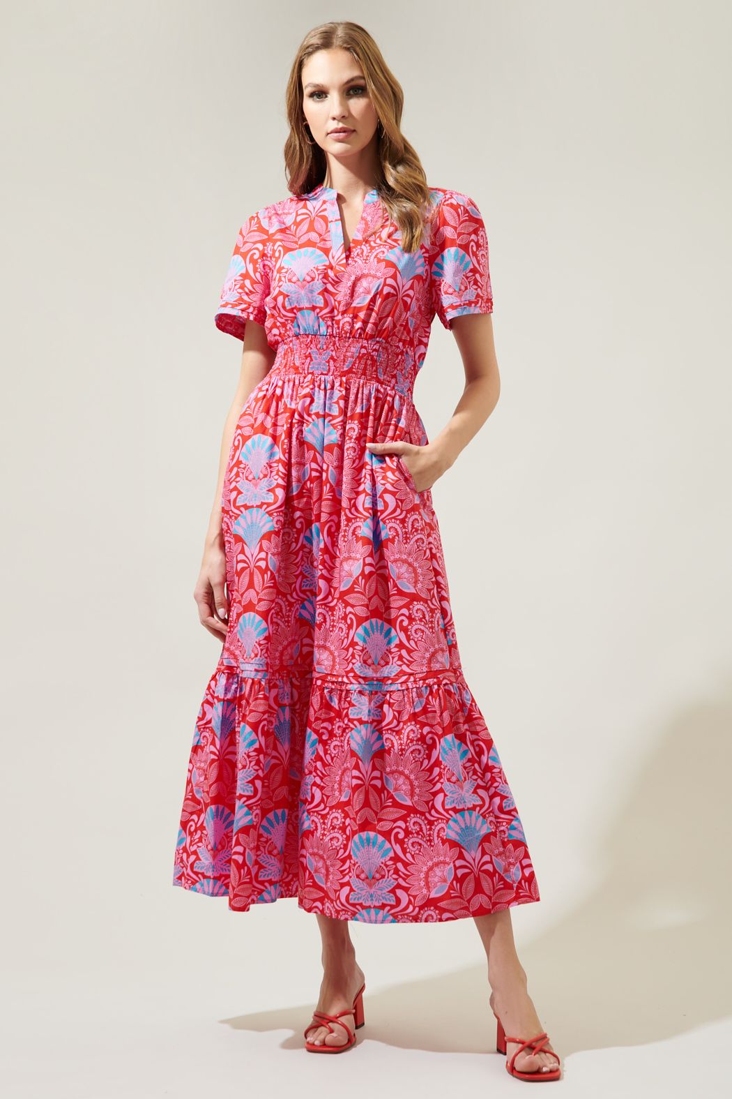 Radiant Floral Poplin Maxi Dress