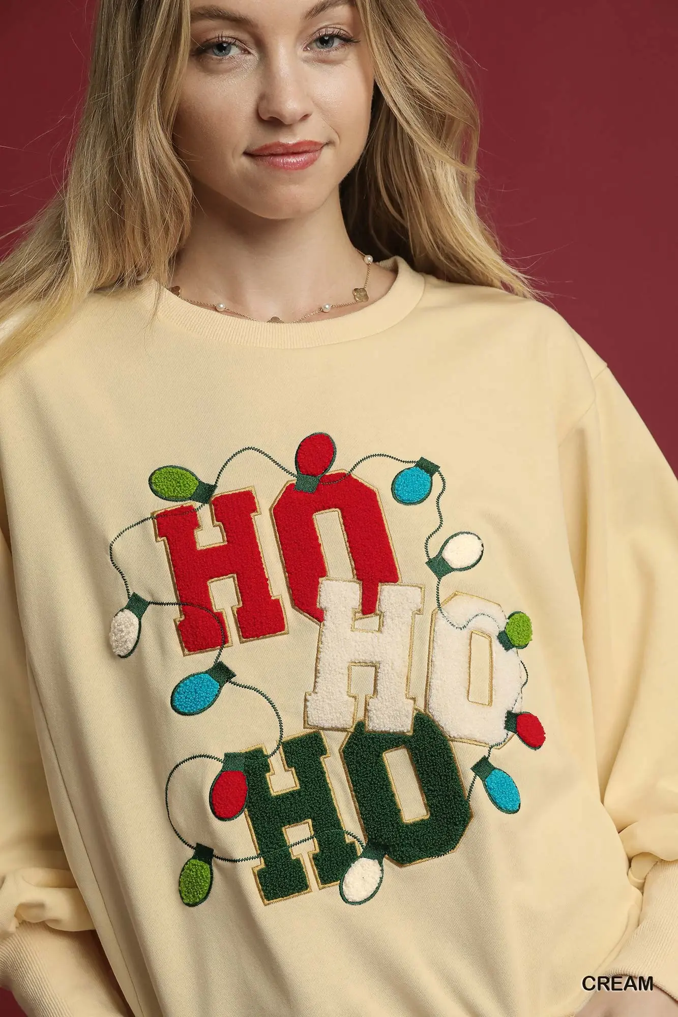 Ho Ho Ho French Terry Sweatshirt/Cream