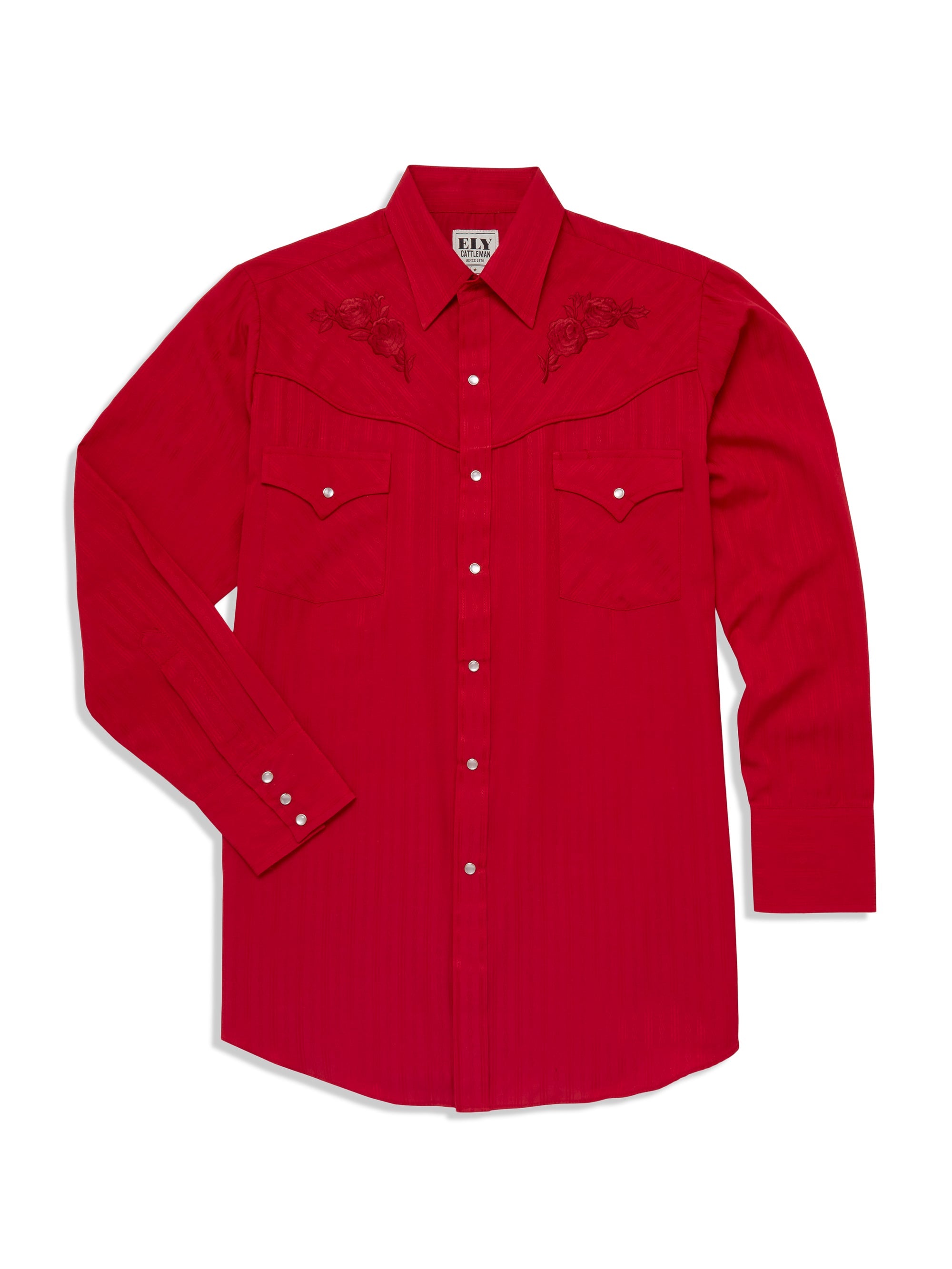 Men's Red Western Shirt w/ Embroidery