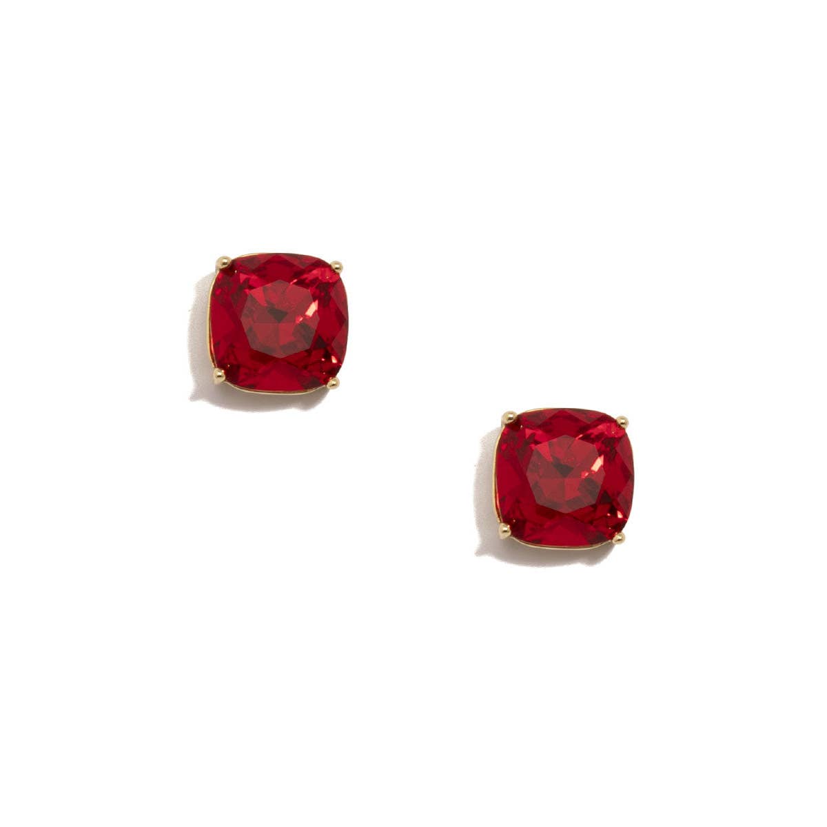 Red Square Crystal Stud Earring