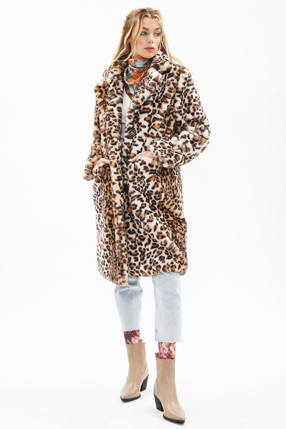 Leopard Faux Fur Coat by Aratta