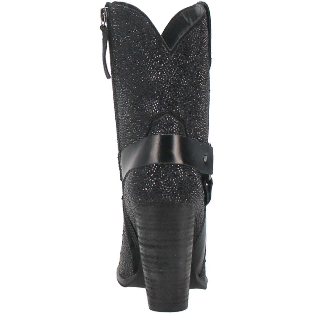 Black Crown Jewel Leather Bootie