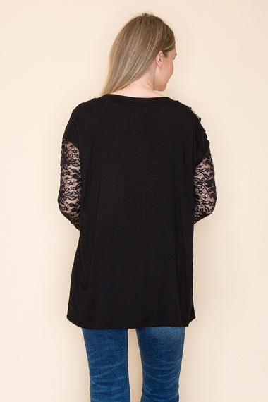 Black Top w/ Lace Long Sleeves