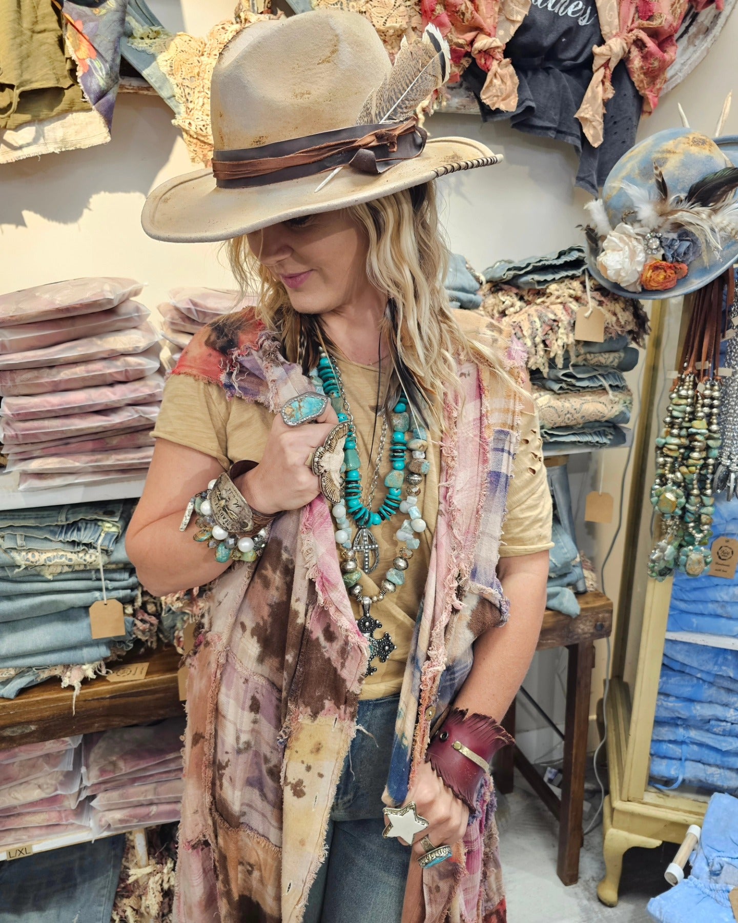 Rancher's Daughter Tan Western Hat by A Rare Bird