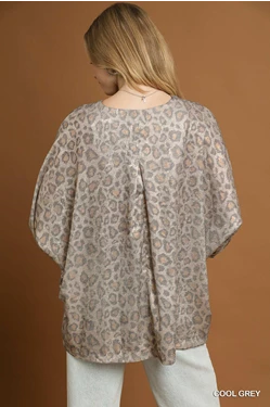 Cool Grey Leopard Print Top